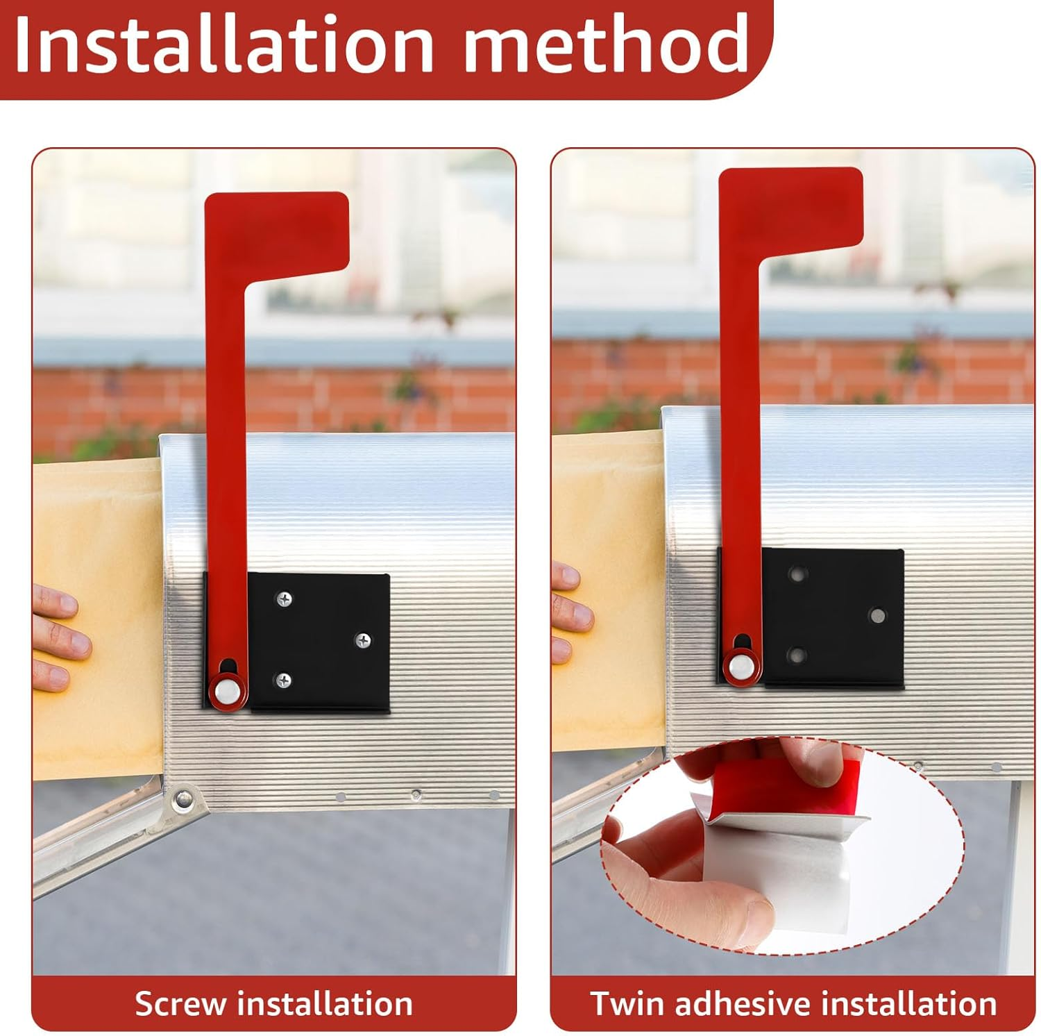 1Pc/2Pcs Mailbox Flag Replacement Kit with Double Sided Adhesive Professional Mailbox Replacement Flag Kit Multiple Installation Methods for Metal Brick Stone Wood and All Other Surfaces (01) image number 2