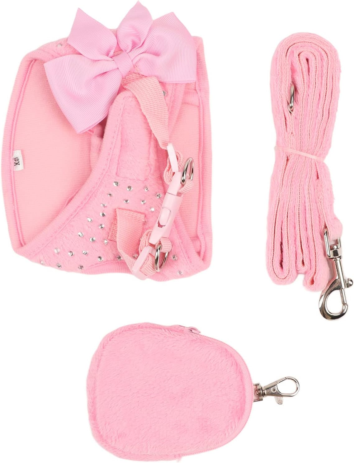 Pet Harness Leash, Rhinestone Decoration Cat Harness Leash Pink Strong Buckle for Pets Cats (S) image number 5