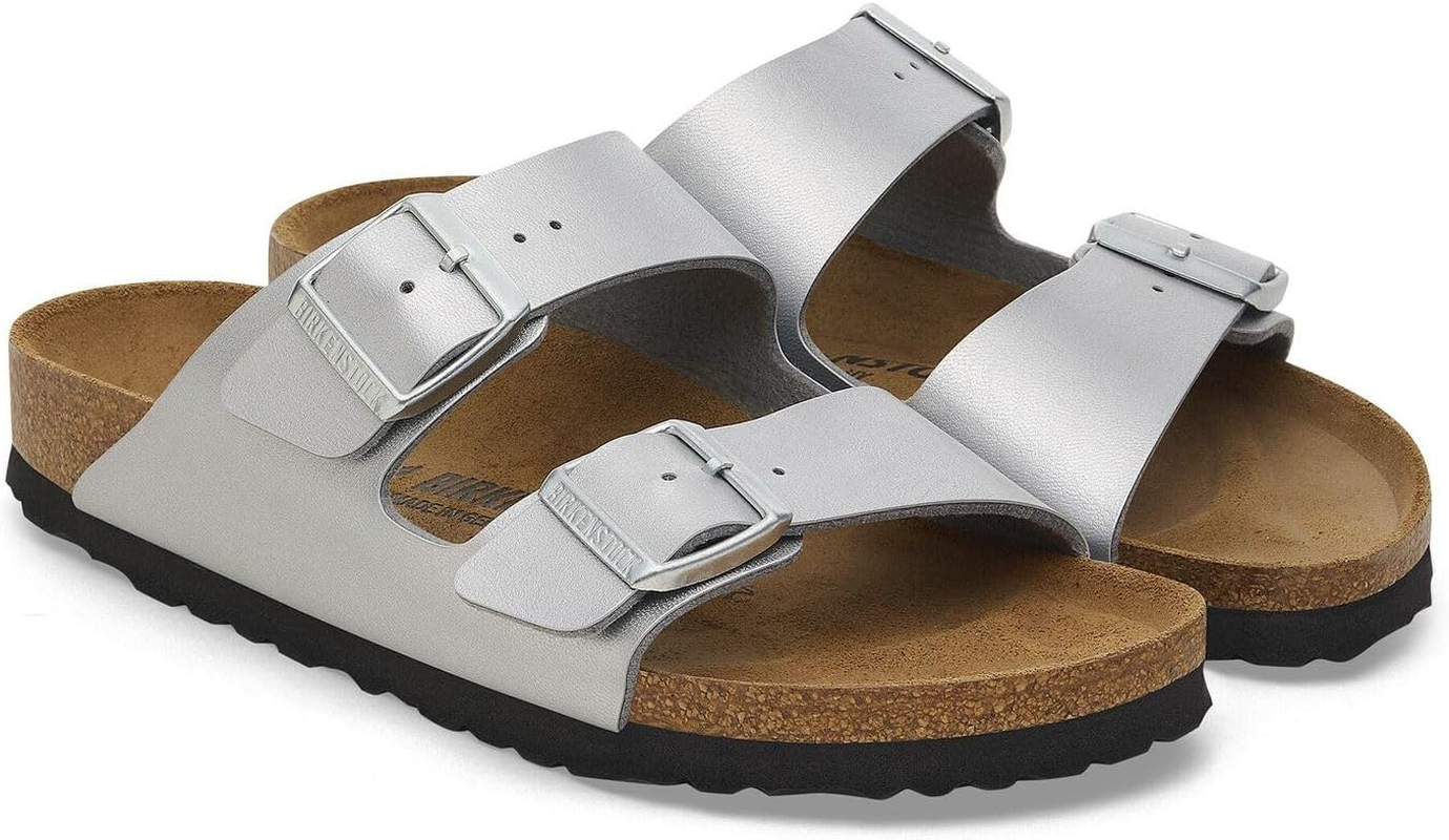 Birkenstock Arizona Birko-Flor Silver Sandals - 38 R image number 1
