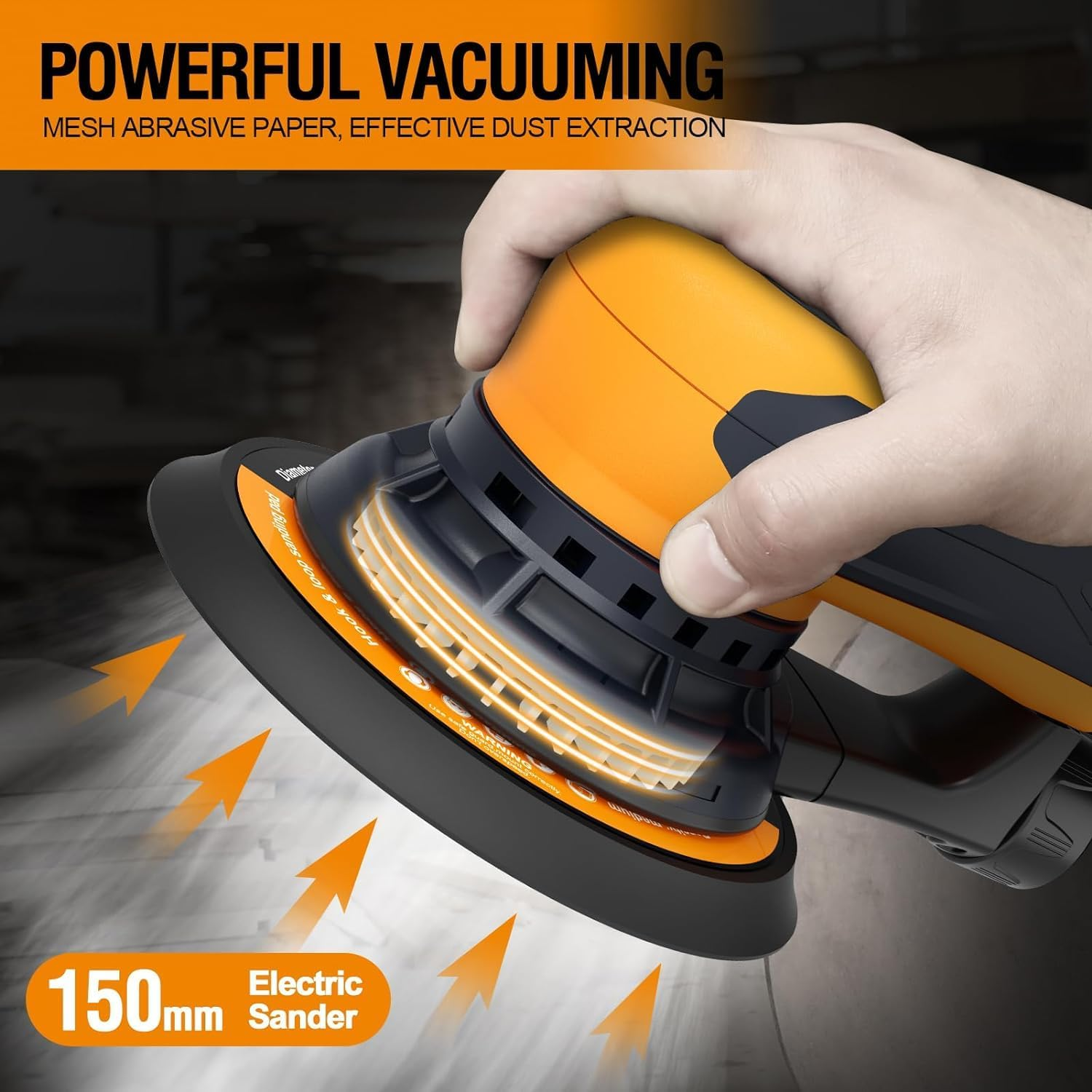 MAXXT Electric 5Mm Random Orbital Sander, Palm Sander with Brushless Motor, 5&6Inch Sanding Pads, with Tool Case image number 6