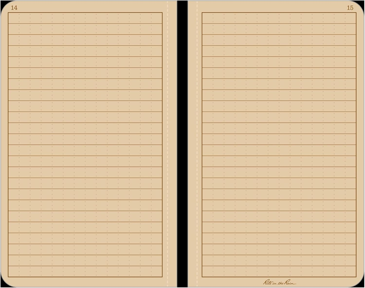 Rite in the Rain Weatherproof Hard Cover Notebook, 4.25" X 6.75", Tan Cover, Universal Pattern (No. 970TF-M) image number 3