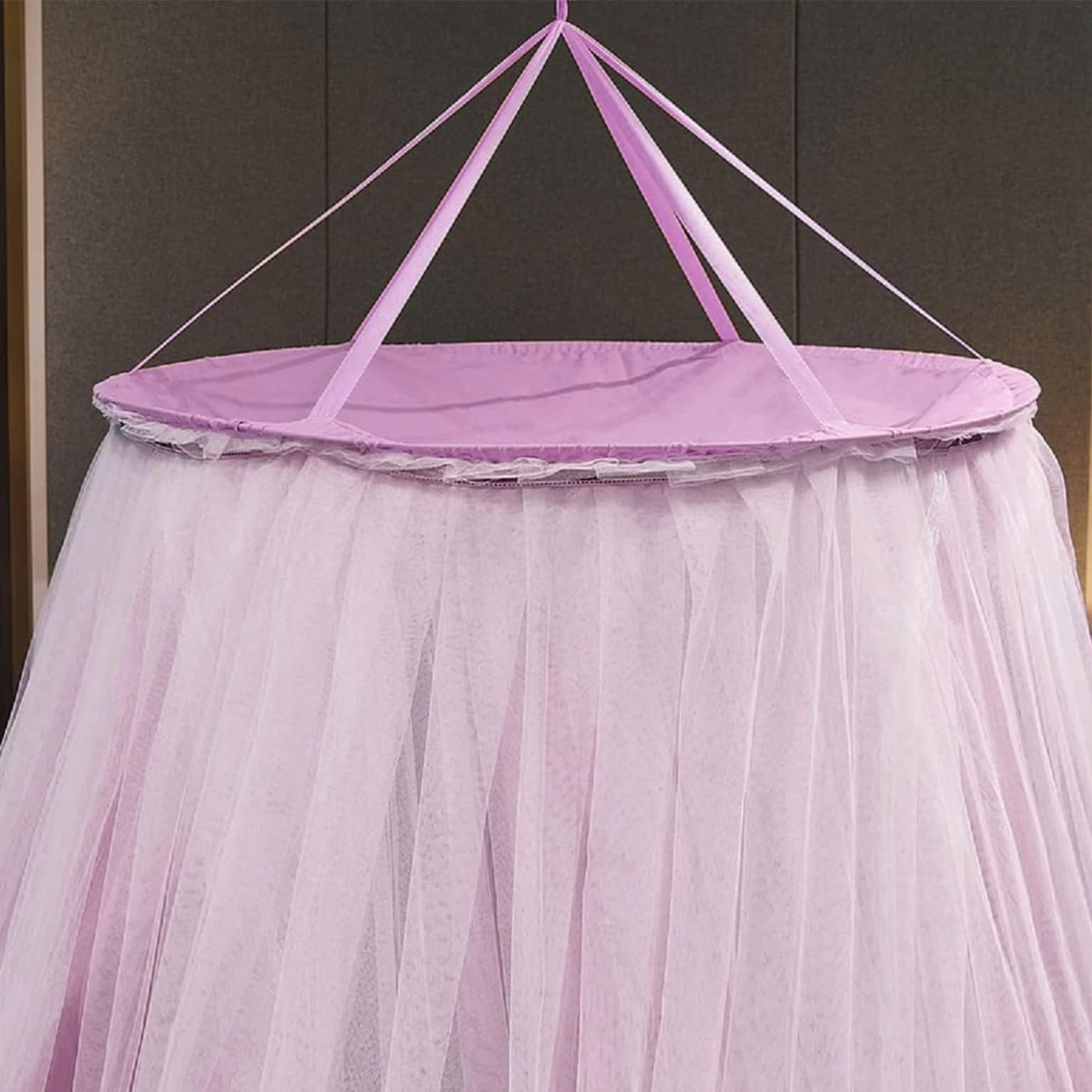 Double Layer Bed Canopy, Elegant Princess round Dome Canopies Netting Large Mesh Bed Curtain Drapes for Kids Adults Children Dreamy Lace Mosquito Nets Bedroom Decoration Castle Play Tent Reading Nook image number 1