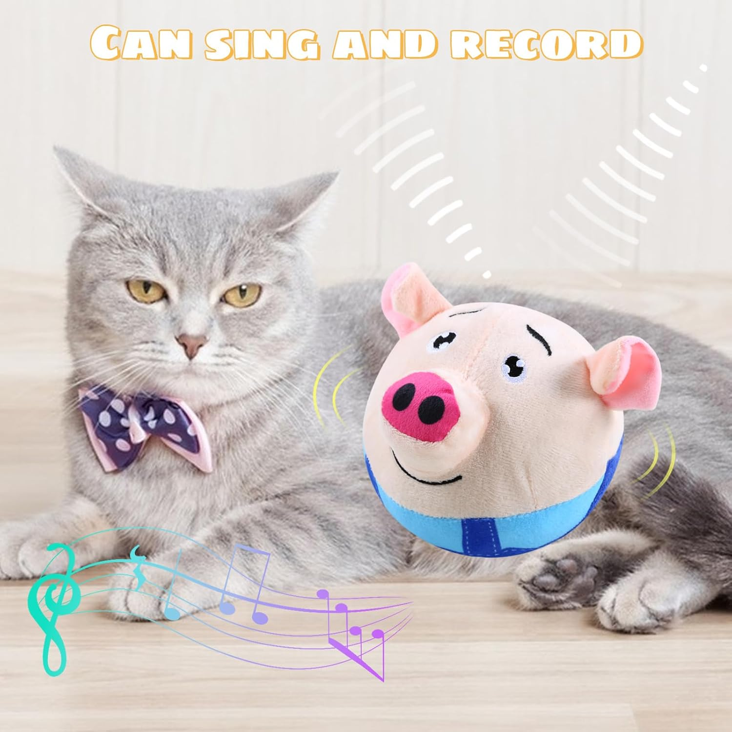 Active Moving Pet Plush Toy, Interactive Dog Toy Squeaky Pig, USB Rechargeable and Washable Plush Pet Plush Bouncing Balls for Medium and Small Dogs image number 3