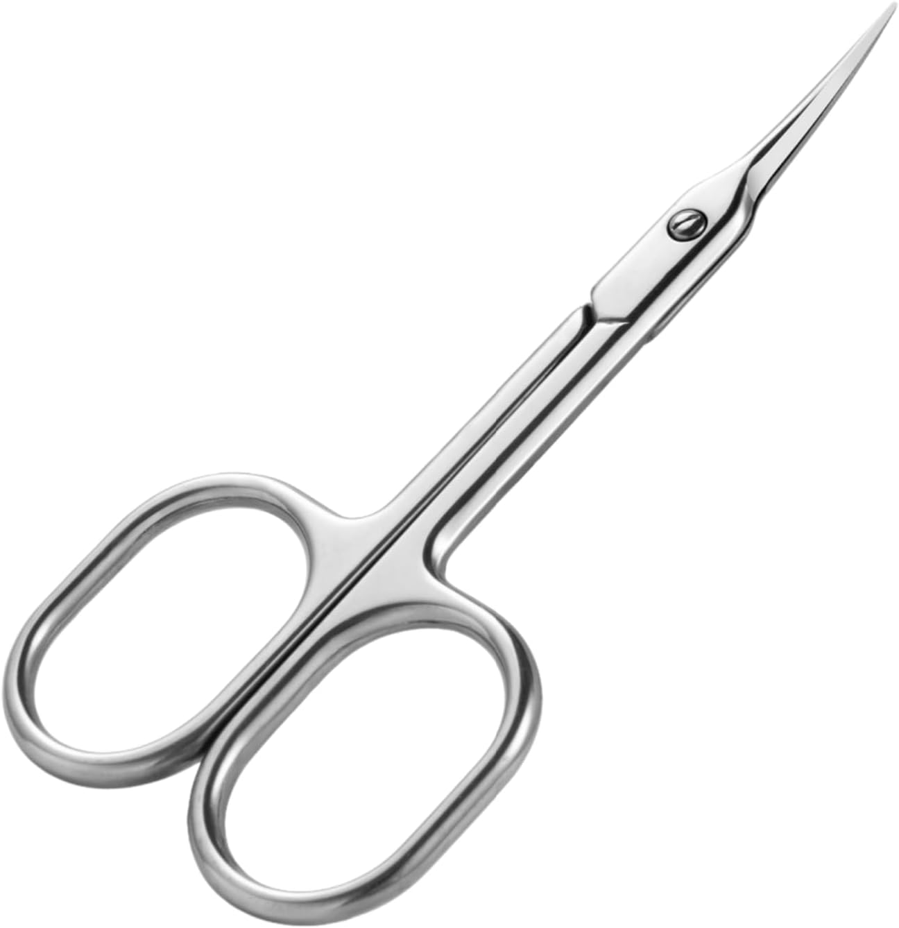 Suytvenxau Premium Manicure Scissors, Stainless Steel Cuticle Scissors & Eyebrow Scissors with Double-Sharpened Curved Blade, Multi-Purpose Eyebrow Kit for Nails, Eyelashes, Dry Skin, 3.76In (9.55Cm) image number 2