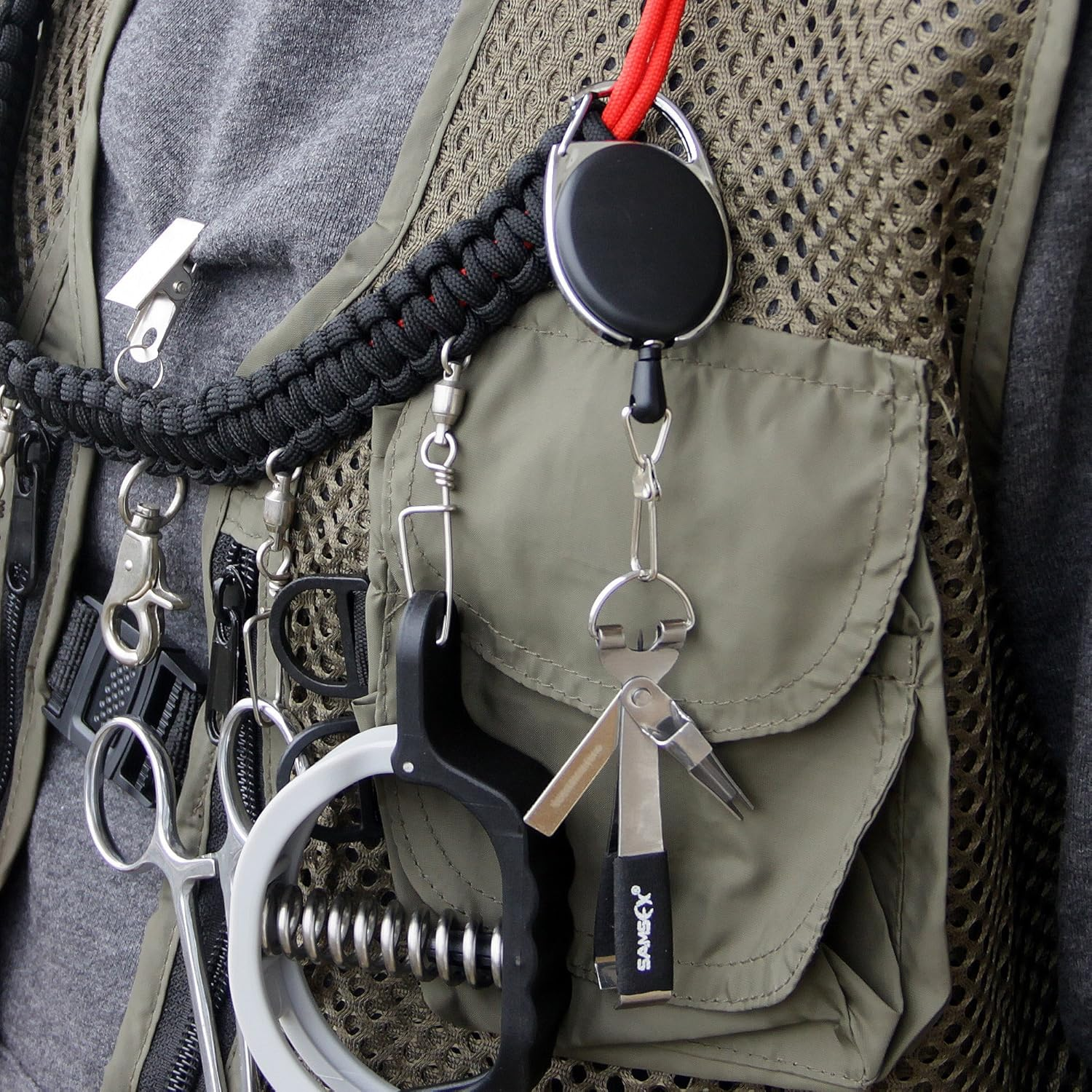 SAMSFX Fly Fishing Zinger Retractor for Anglers Vest Pack Tool Gear Assortment Combo 3Pcs in Pack image number 6