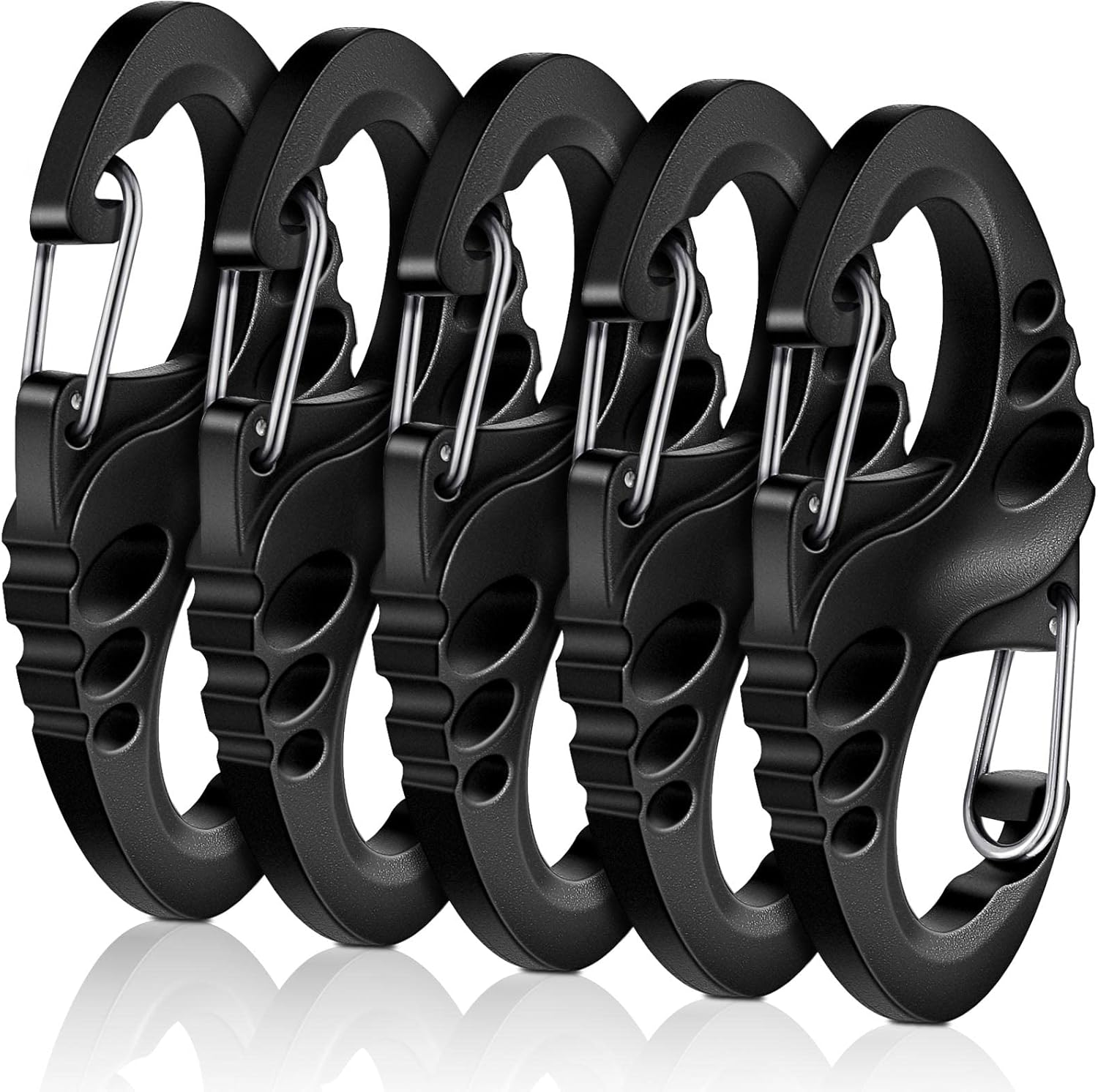 20 Pieces Small Plastic Keychains Clip 1.96 Inch/ 50 Mm Double S Biner Clips Mini Snap Hooks Keychain Buckle Tool image number 2