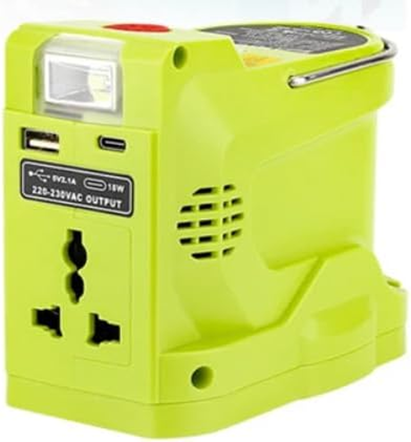200W Power Inverter Compatible with Ryobi 18V Battery, DC 18V to 230V AC Outlet with USB-C & USB a Ports, Battery-Powered Generator/Charger Adapter Station (Compatible with RB18L50 RB18L40 RC18115) image number 2