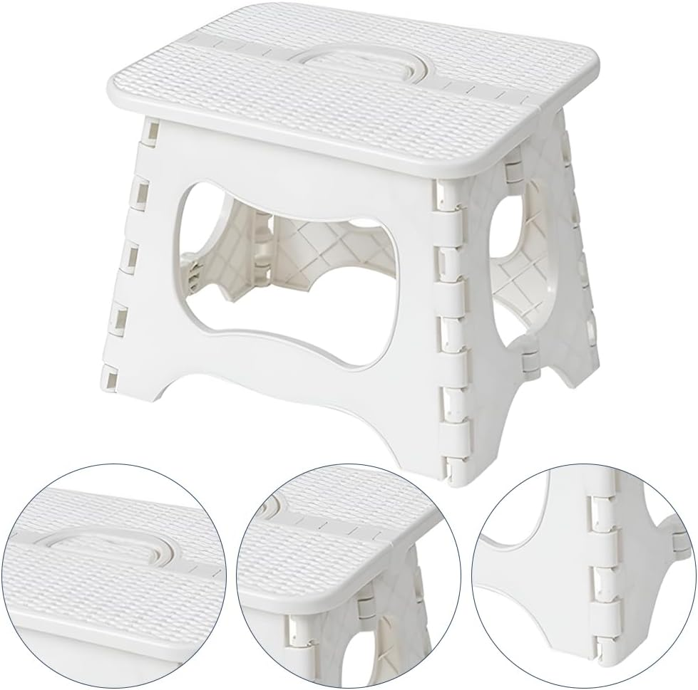 Portable White Folding Stool, Compact, Lightweight Foldable Stool, Durable Minimalist Design Chair, for Outdoor Picnics, Home, Office & Travel ﻿ image number 5