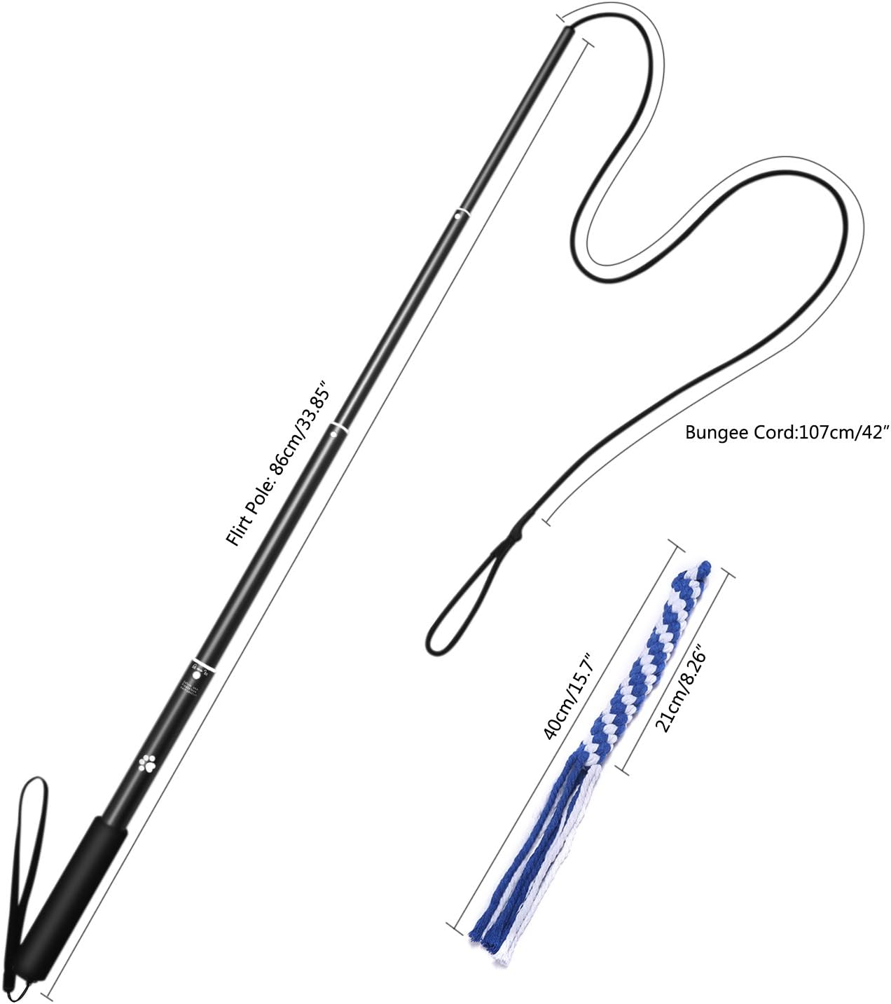 (Large) - Interactive Dog Tug Toy, ANG Extendable Dog Teaser Wand with 2 Cotton Rope Dog Toy Outdoor Playing for Pulling, Chasing, Chewing, Teasing, Training image number 6