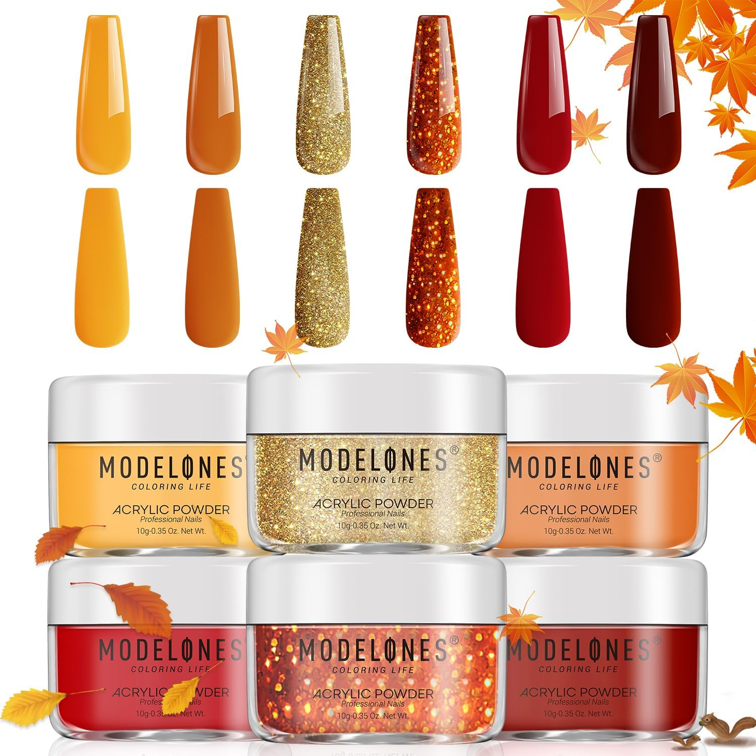 Modelones Acrylic Powder, 6 Colors Transparent Jelly Nude Nail Powder Milky White Pink Nude for Nail Art 3D Nail Carving French Nail Extension, Gifts for Women