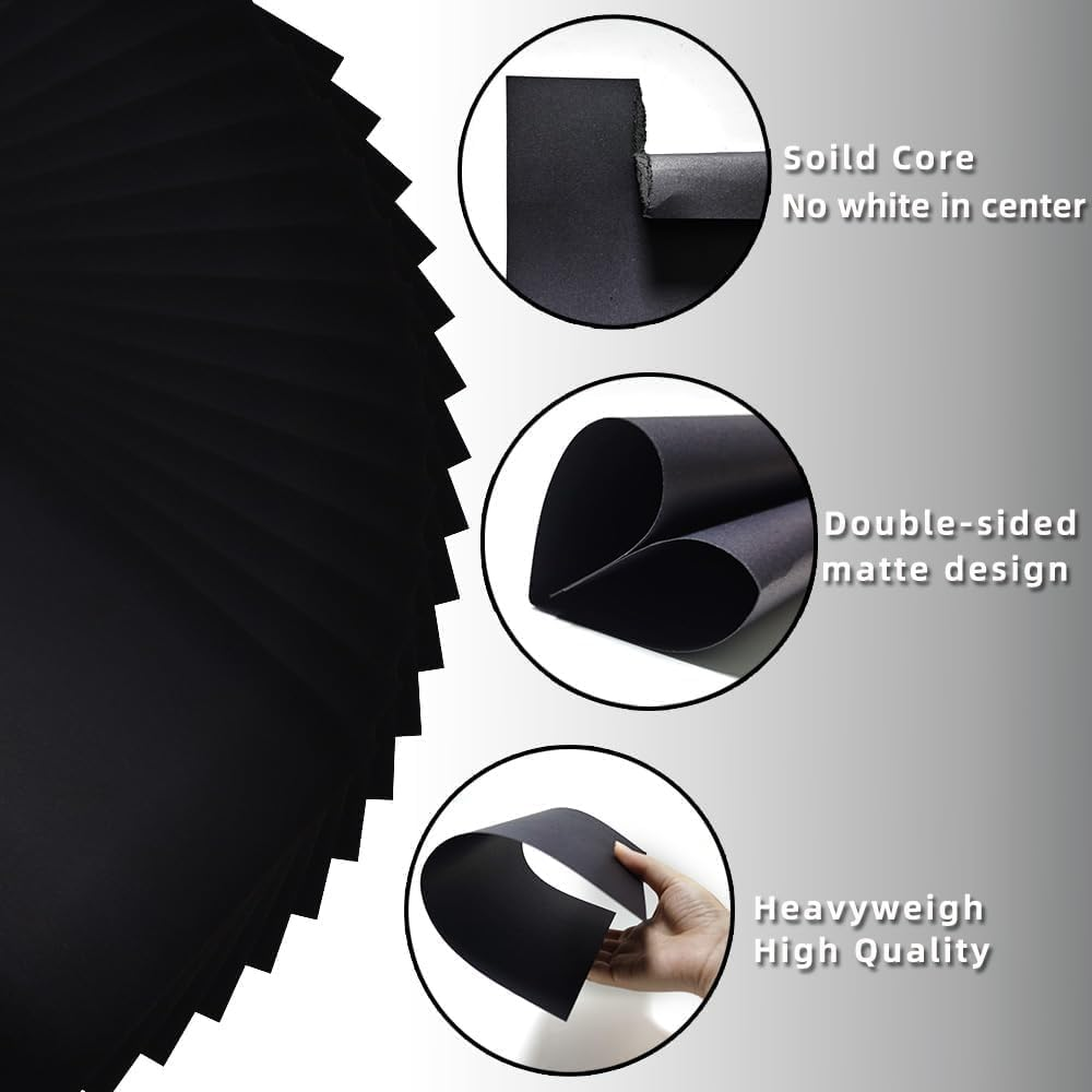 30 Sheets Black Cardstock A4 Craft Art Paper, 80Lb/235Gsm Card Stock Printer Paper for Drawing Halloween, Invitations, Scrapbooking, Crafts, DIY Cards image number 2