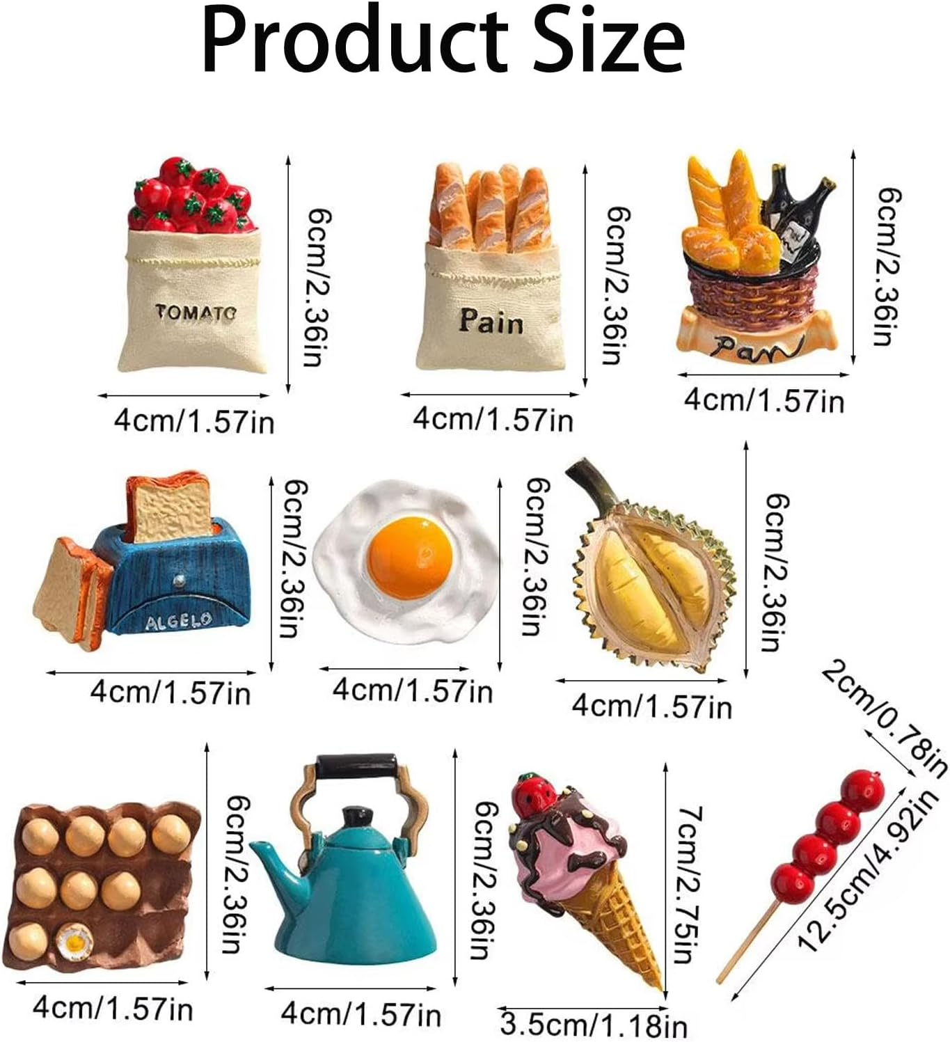 10Pcs Food Fridge Magnets, Cute 3D Magnet for Refrigerator, Strong Kitchen Stickers for Decor, Whiteboard, Cabinets image number 5