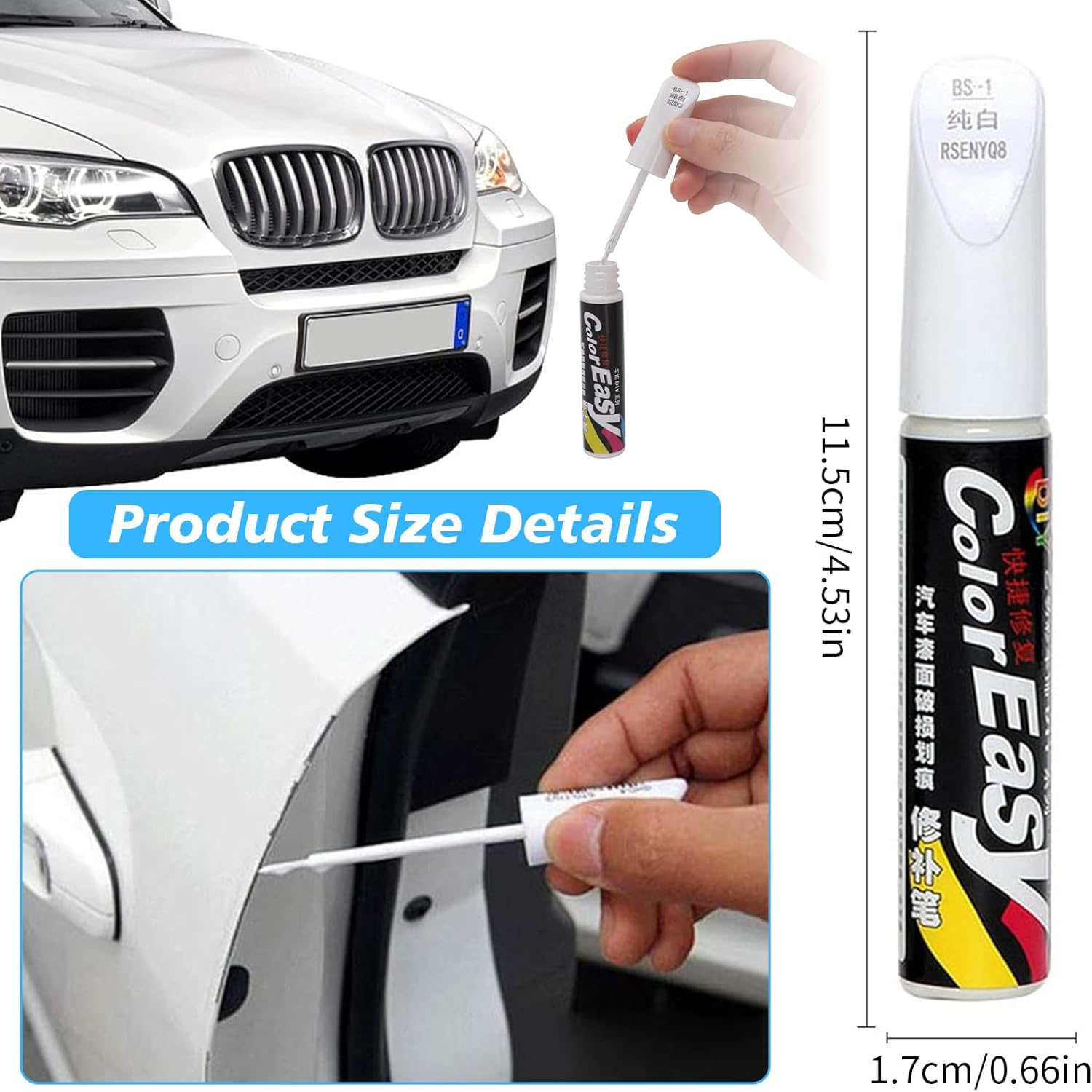 2 Pcs Touch up Paint Pen for Cars, Quick & Easy Vehicle Scratch Repair Paint Kit, Automotive Scratch Remover Pen for Cars, Trucks, Suvs - Effective Glossy Paint Fill Pen for Minor Scratches (White) image number 5