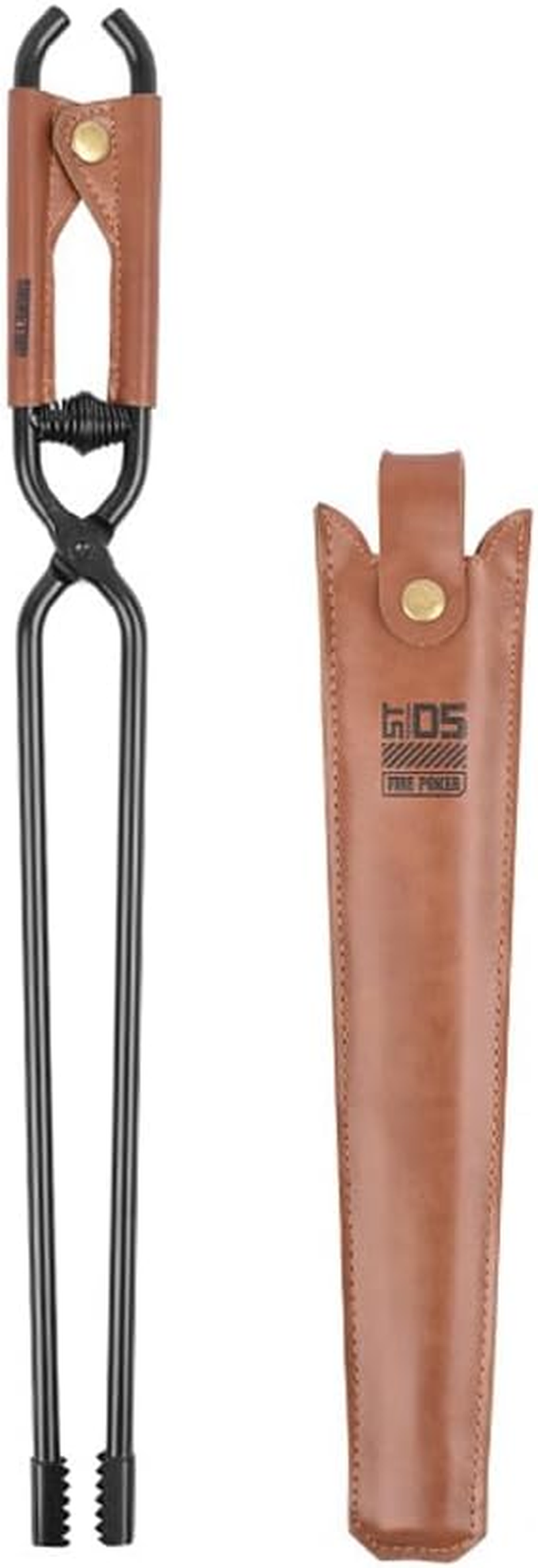 Mingzhe Carbon Steel Charcoal Tongs Outdoor Camping Bonfire BBQ Firewood Clip Tool Stoves Fire Charcoal Tongs Leather Handle Firewood Clamp image number 6