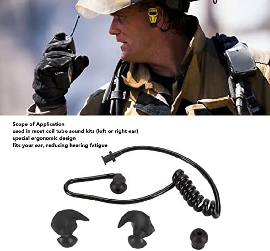 Earpiece Coil Tubes Kit for Kenwood for Baofeng for Arcshell for Uniden Walkie Talkie Earpieces, Earpiece Acoustic Tube (Black Eartips) image number 3