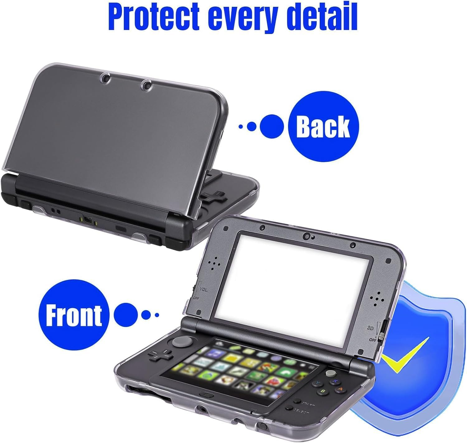 Ggddsha Transparent Protective Case for 3DS XL/LL &ndash; Crystal Clear Hard Shell Cover, Scratch-Resistant & Snug Fit, Compatible with 2015 Model Game Console