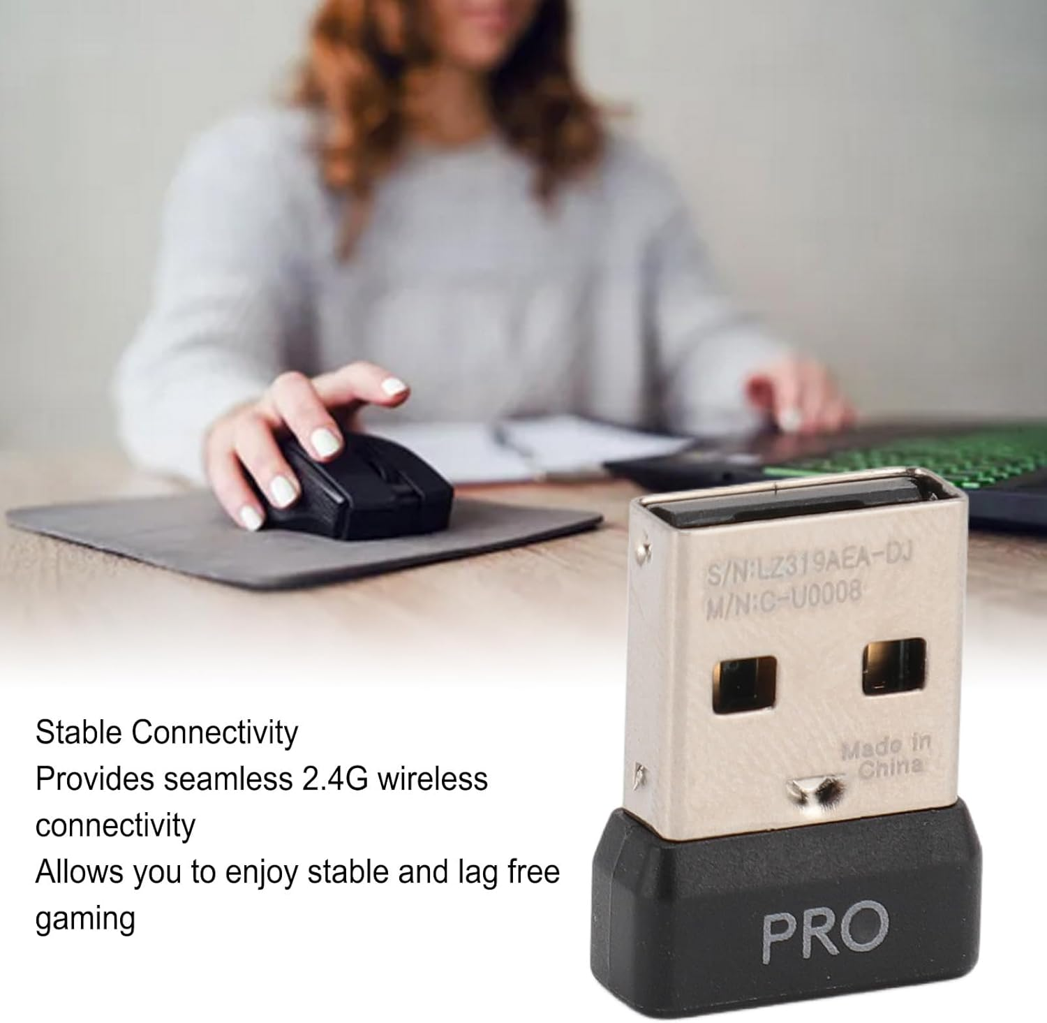 ASHATA USB Dongle Mouse Receiver Adapter for G Pro Wireless Mouse, 2.4G Wireless, Plug and Play