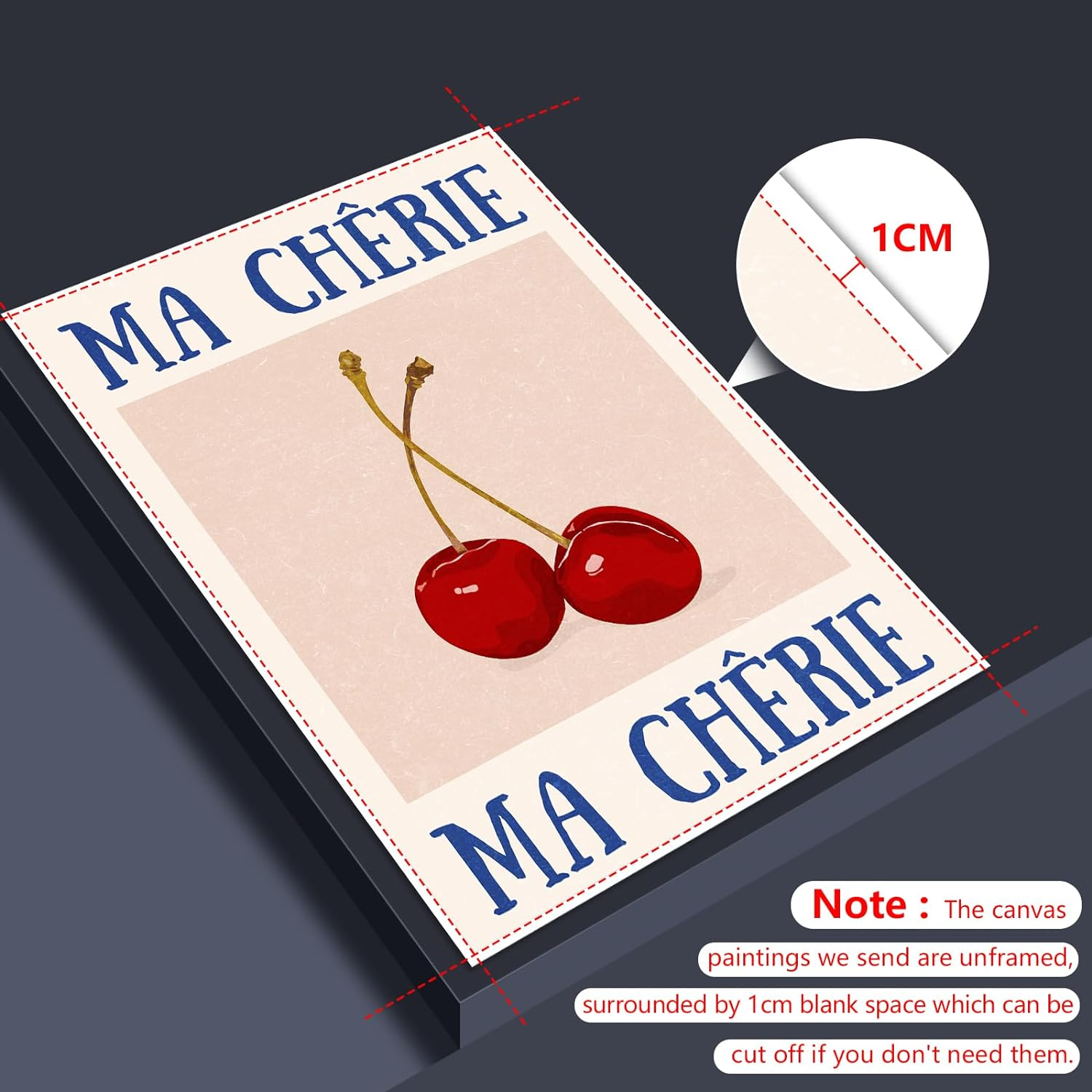Yostyle Retro Funky Cherry Canvas Wall Art, Vintage 70S Red Blue Posters for Room Aesthetic, Trendy Preppy Cherry Picture Print for Teen Girls College Dorm Apartment Decor 12X16In Unframed image number 3