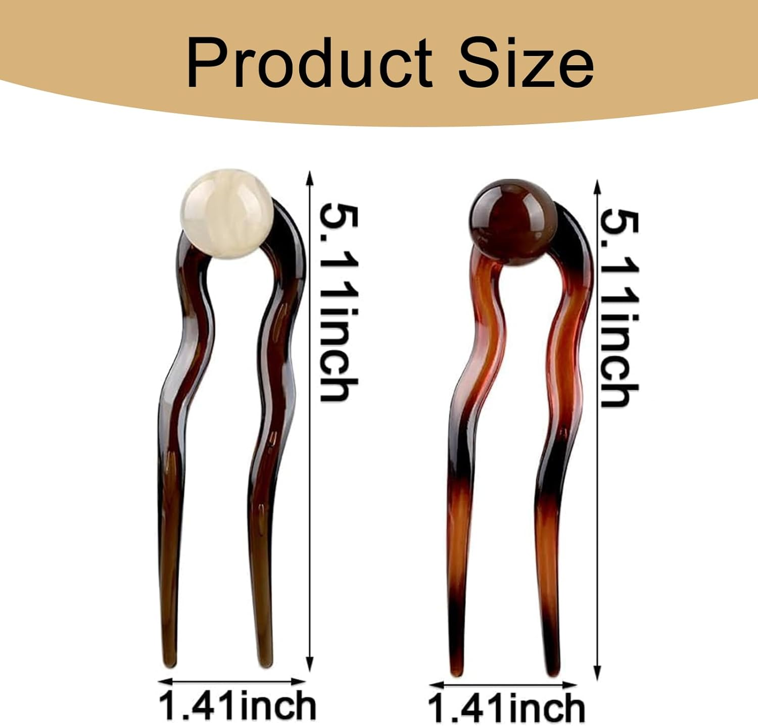 RIBHNXHI U Shaped French Hair Pin Pearl Hair Clips for Women Elegant Bobby Pins Brown Hair Fork Vintage Updo Hair Sticks for Buns Hair Accessories 4 Pieces Multicolor image number 3