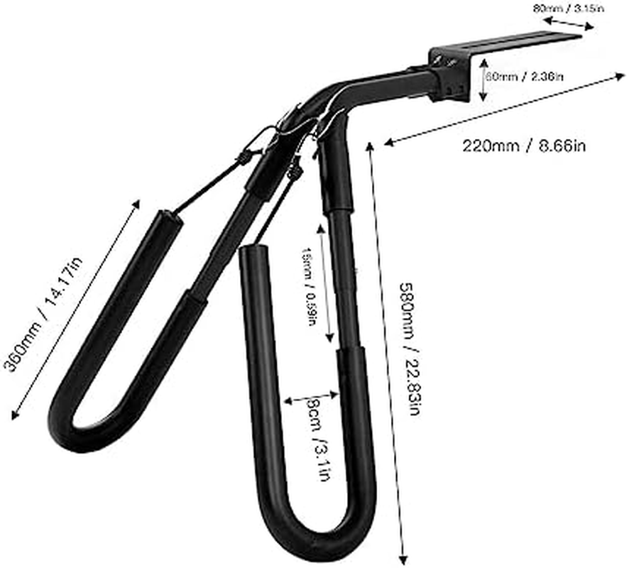 Moped Surfboard Rack, Adjustable Rotable Scooter Moped Bike Surf Board Carrier Removable Aluminum Alloy Rustproof Surfboard Bracket with 27PCS Accessories for Skis, Windsurfers (Black) image number 6