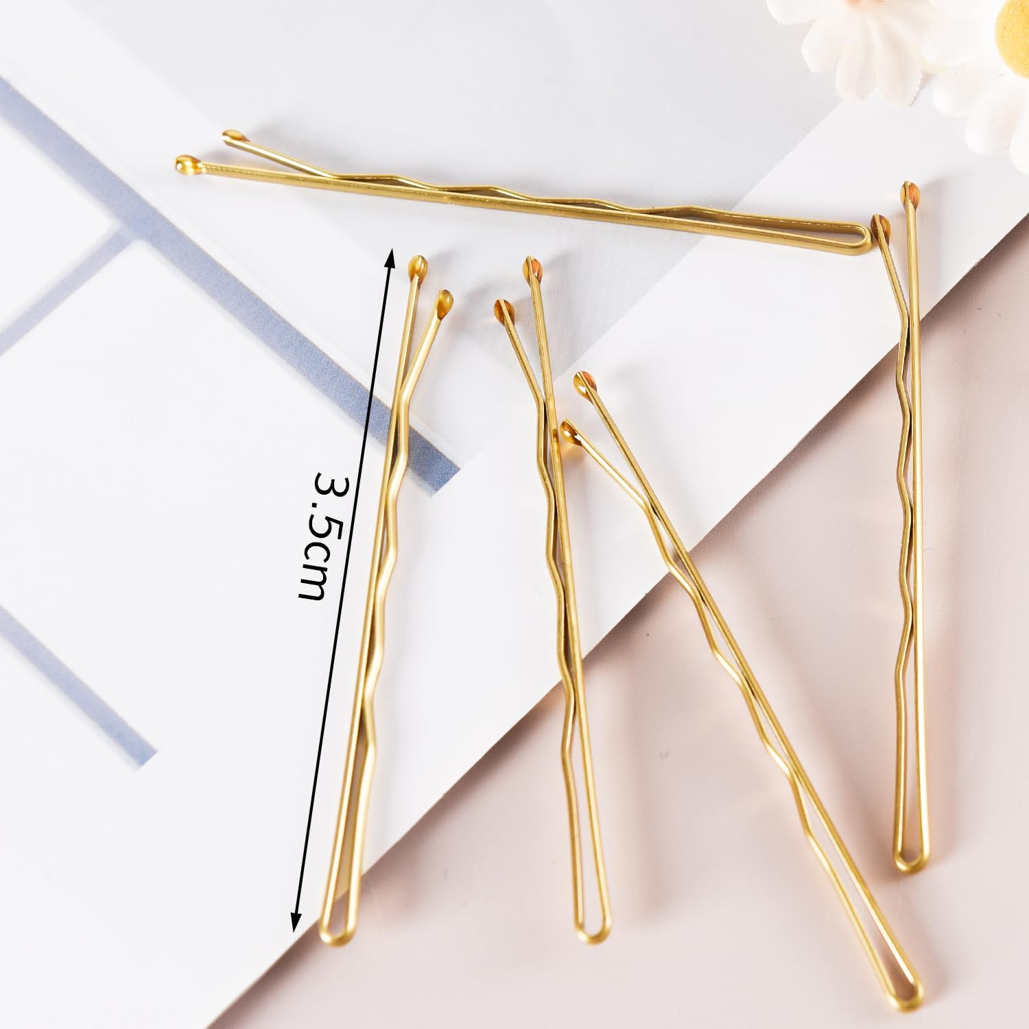 Pack of 50 Mini Hair Pins Gold, 3.5 Cm Small Wavy Hair Pins Metal Hair Clip for Women Girls Children Bun Long Straight Curly Hair All Hair Types image number 3