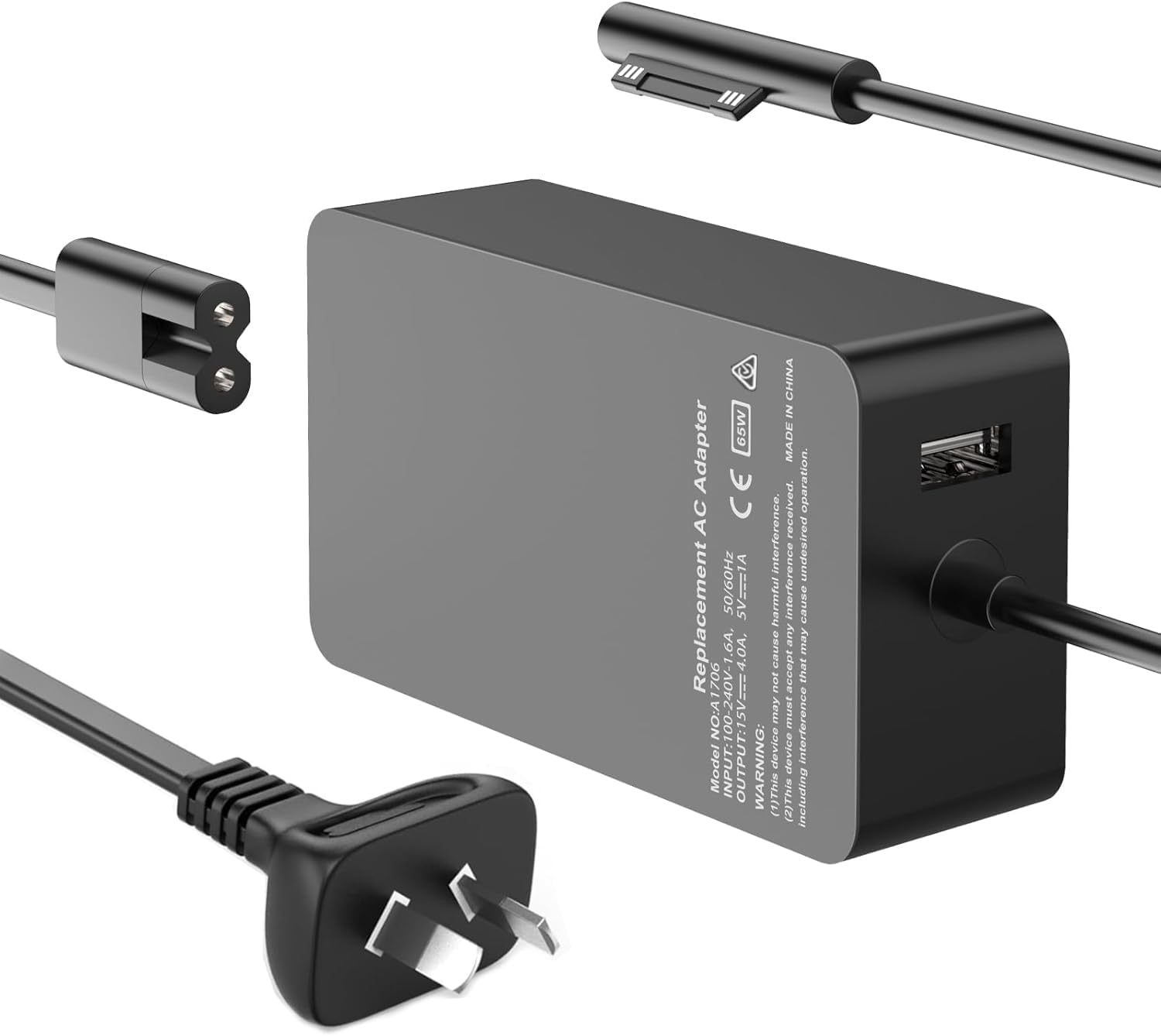 Laptop Charger 65W for Microsoft Surface Pro 3/4/5/6/7/7+/8/9/X Power Supply Adapter, for Windows Surface Laptop 6,5,4,3,2,1,Surface Go Tablet, Surface Book 3,2,1,Support 65W&44W&36W&24W(10 Ft Cord) image number 3