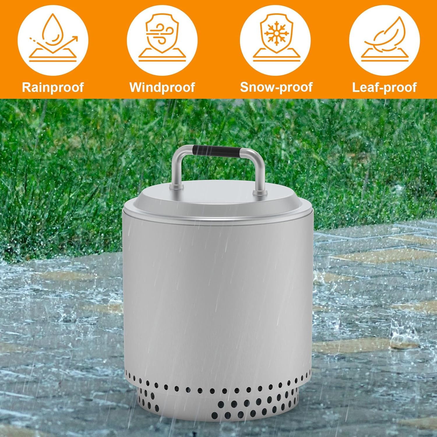 Fire Pit Lid for Solo Stove Ranger 2.0 & 1.0 Accessories, Solo Stove Lid Ranger, Stainless Steel Fire Pit Cover for Solo Ranger 15" Fire Pit Accessories and Other 15" Outdoor Fire Pits with Handle image number 2