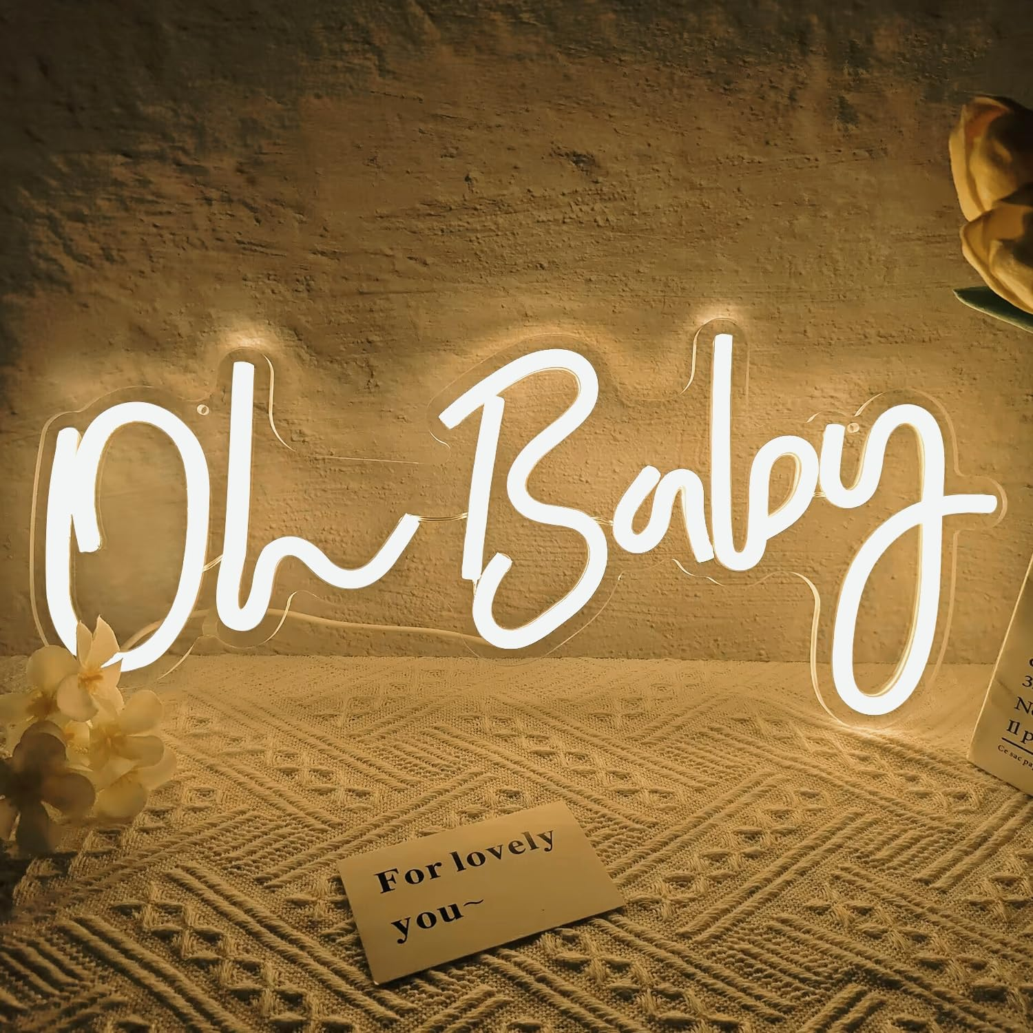 Vveikea Oh Baby Neon Sign Dimmable Neon Light Sign for Wall Decor Oh Babies Sign for Backdrop Led Sign for Baby Shower Wedding Birthday Gifts (16.5" X 7" Warm White)