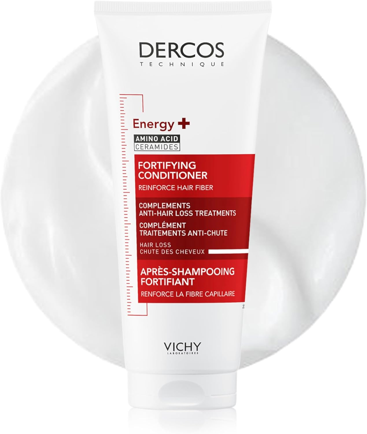 Vichy Dercos Fortifying Conditioner Complements anti Hair Loss Treatments 200Ml, for Thinning Hair, Non-Oily & Non-Greasy Texture, Energy plus Stimulating Aminexil + Niacinamide + Amino Acid + Ceramides image number 1