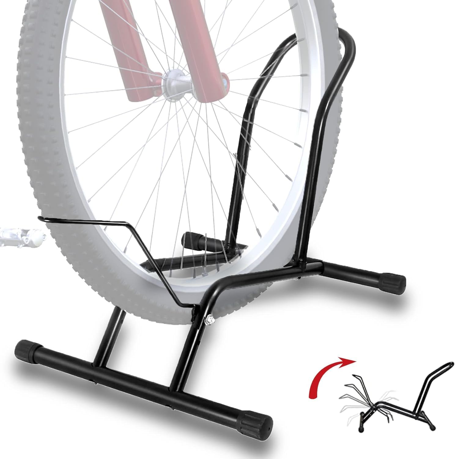 Bike Stand, Floor Bike Parking Rack, Garage Bicycle Stands for Storage Indoor/Outdoor, Front and Rear Wheel Parking Rack Stand Perfect for 16"-29" Kid'S Bikes/Mountain Bike/Road Bike image number 2