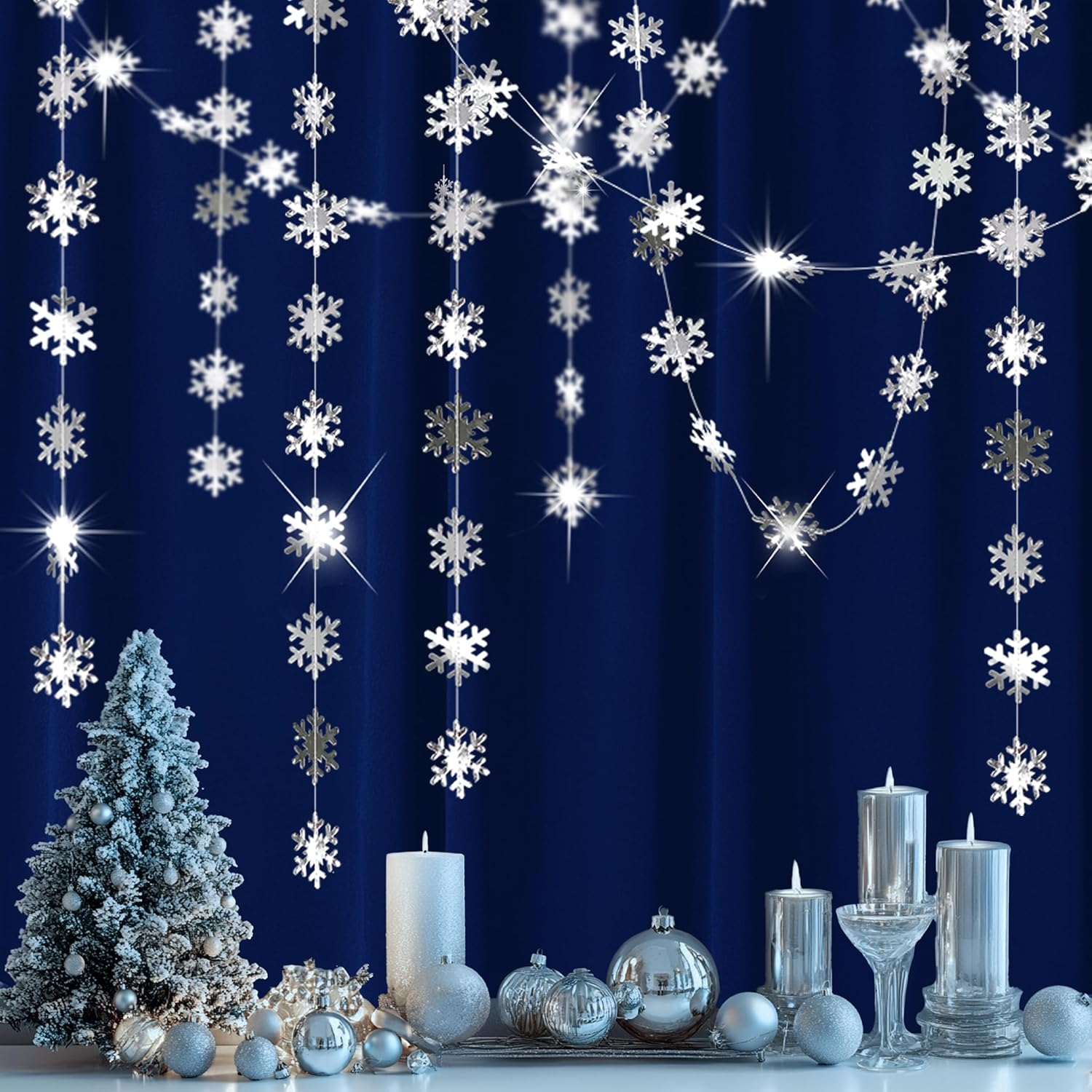 Cheerland Snowflake Garland for Party Decoration Kit Pearl White Snowflake Garland Kit
