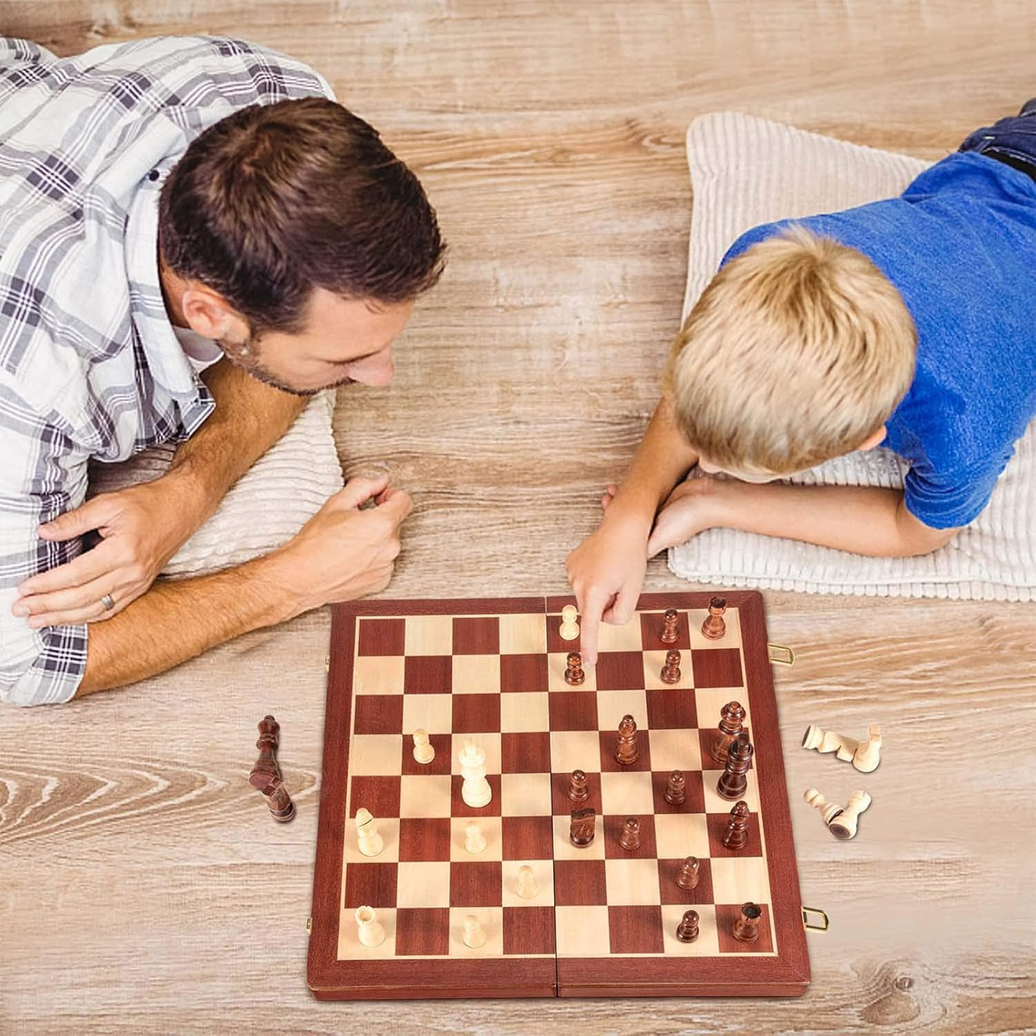 11.4 Inch Chess Sets, Magnetic Wooden Chess Set, Board Game for Adults and Kids, with 24 Cherkers Pieces Extra & 2 Extra Queens,Portable Travel Chess Board Game Sets image number 6