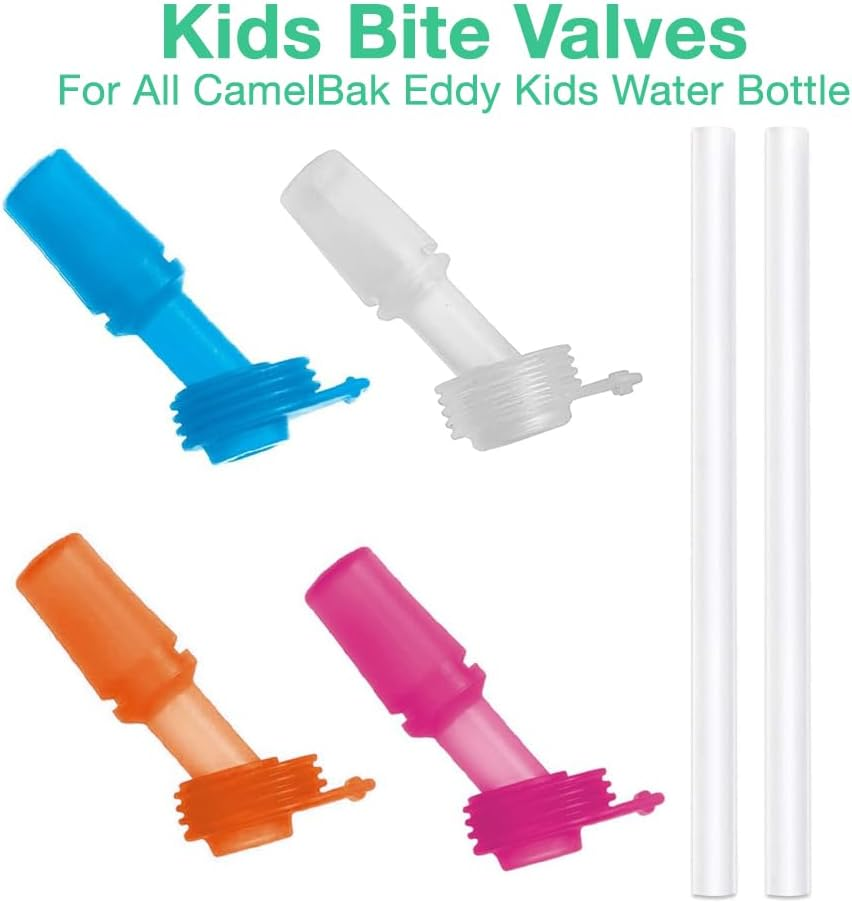 4 Pack Replacement Bite Valves and 2 Pack Straws for Camelbak Eddy Kids Bottle - Durable and Bpa-Free image number 4