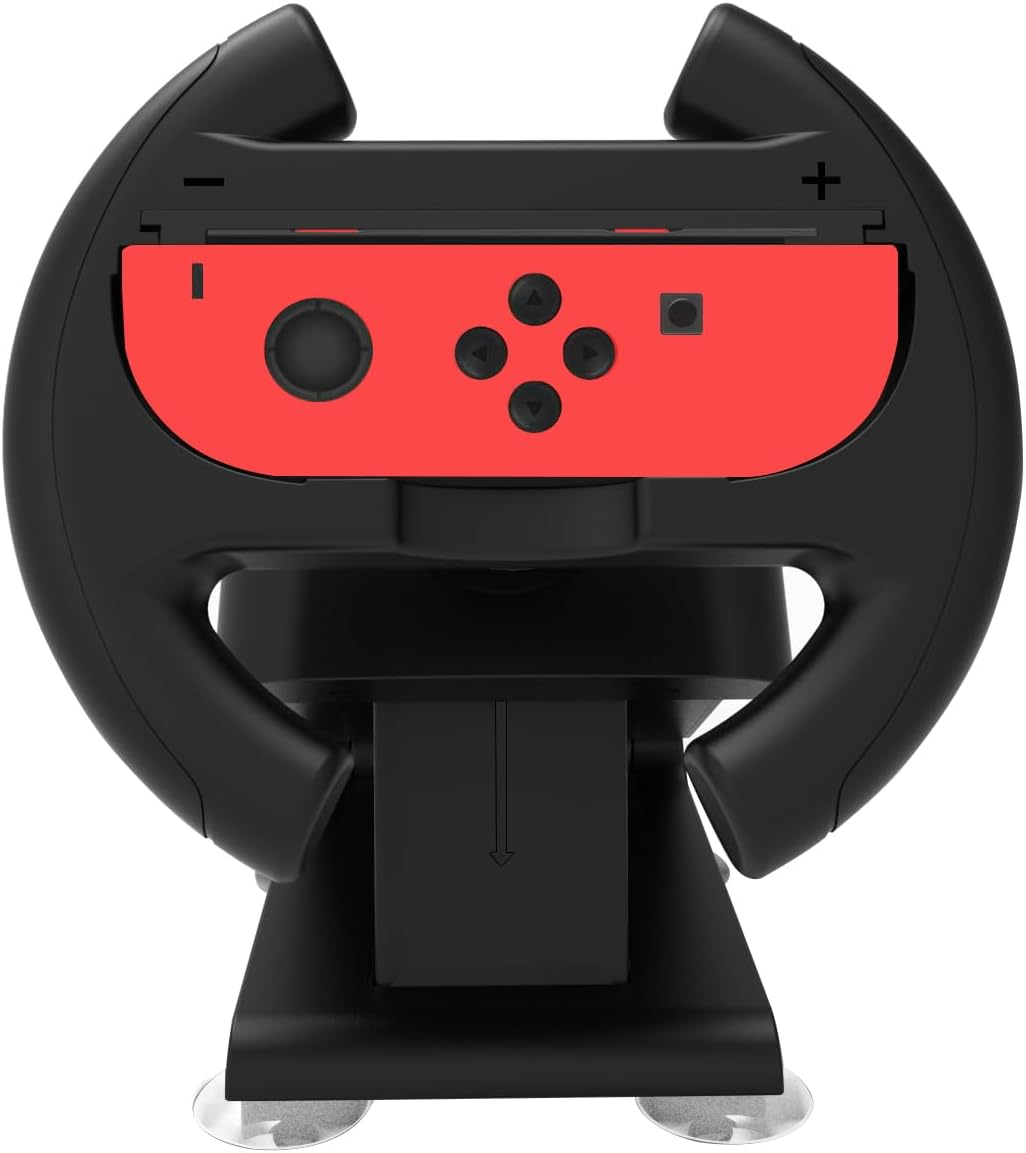 Racing Steering Wheel for Nintendo Switch/Switch 2, Racing Wheel Table Attachment with 4 Suction Cup for Joycons, Enhanced Stability for Immersive Racing Games