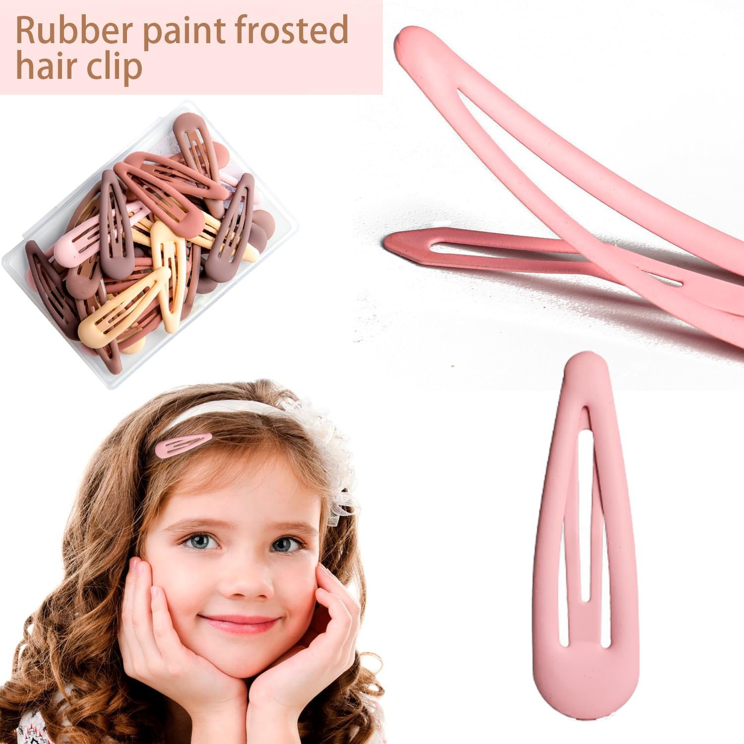 Girls' Hair Clips, 5Cm Girls' Hair Clips - Non-Slip, 30 PCS Cute Solid Colors Hair Accessories Hair Pins for Women, Girls, Cute Snap Hair Accessories for Fine/Thick Hair,Suitable for Daily Wear