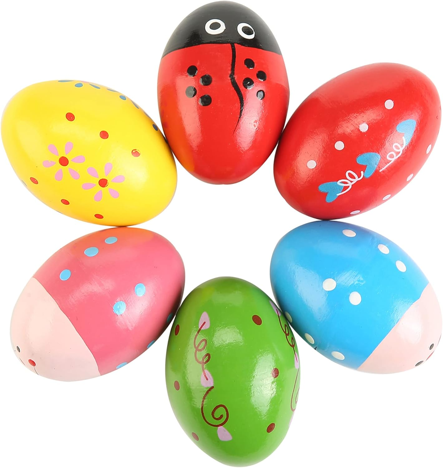 6Pcs Wooden Egg Shakers Hand Musical Maracas Percussion Instruments