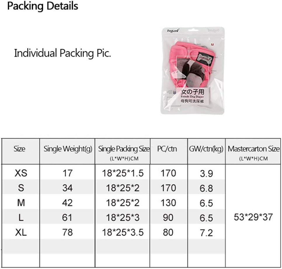 New Female Sanitary Dog Nappy Underpants Diaper Pants Pink M L XL (Large)