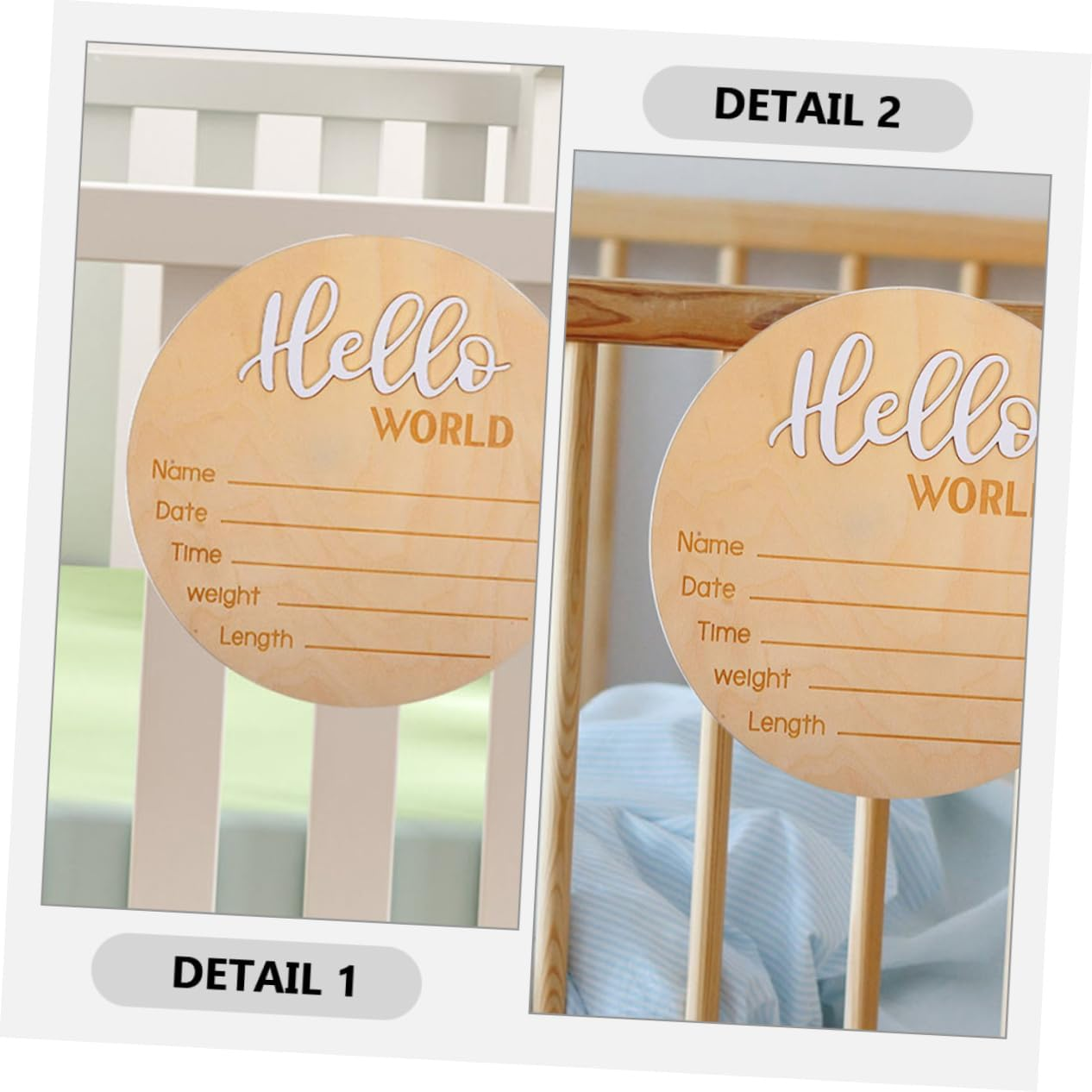 2 Pcs Newborn Name Sign Wooden Birth Announcement Plaque Name Display for Hospital Photo Prop Nursery Decoration