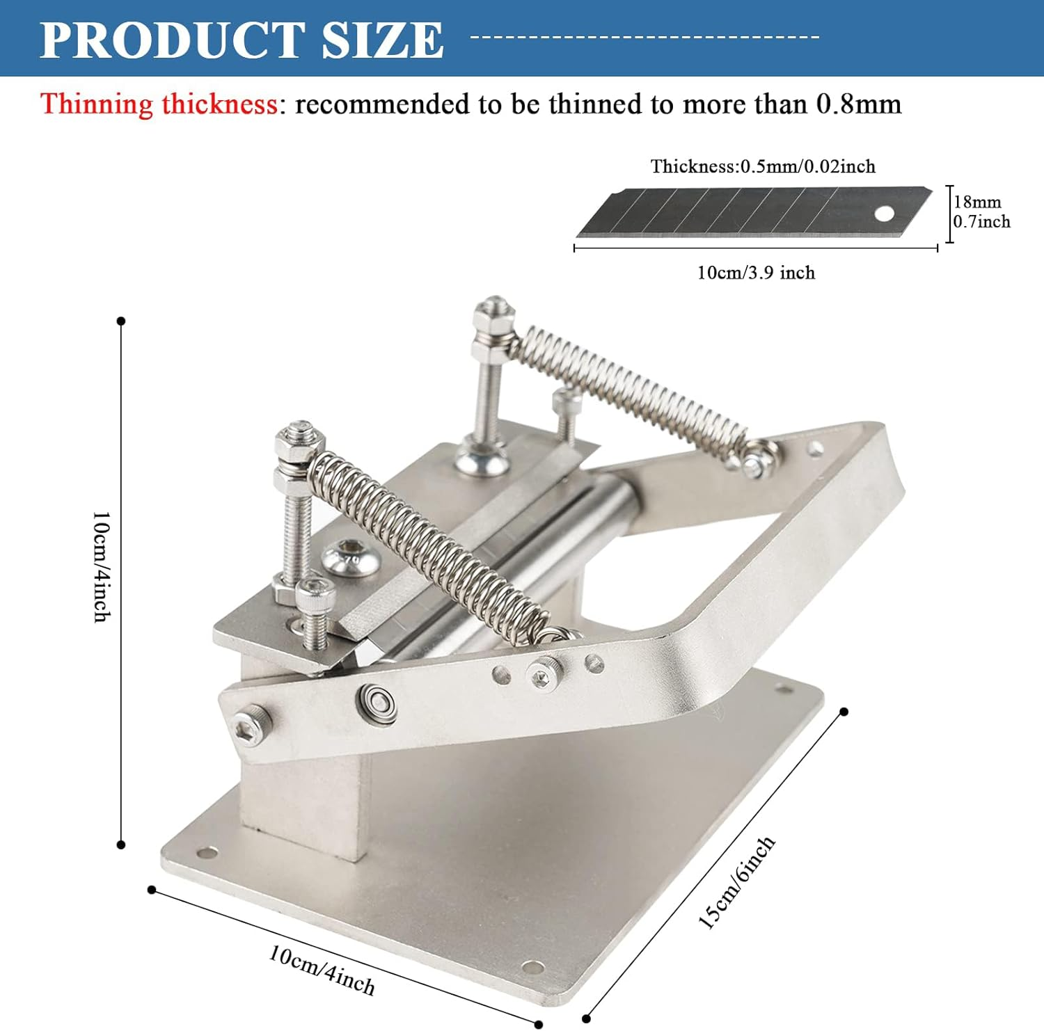 Leather Skiver Splitter Manual Leather Skiving Machine Strip Leather Peeling Machine Leather Paring Skiver Leather Skiving Tools DIY Leather Strap Cutting Tool for Leather Thinning Work image number 2