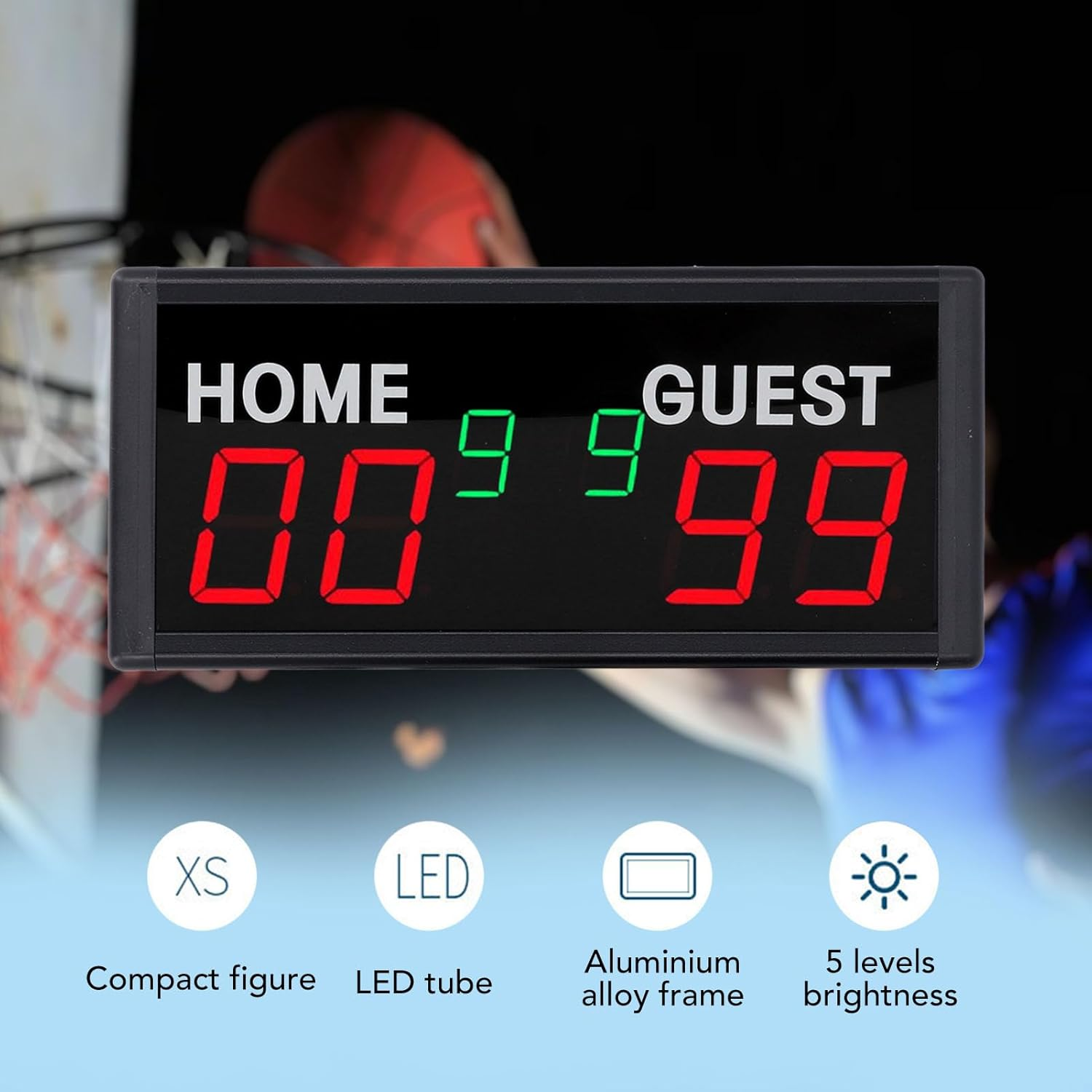 Portable Electronic Scoreboard, LED Digital Score Keeper with Remote, 1.8In Display, Score Keeper for Baseball, Tennis, Volleyball