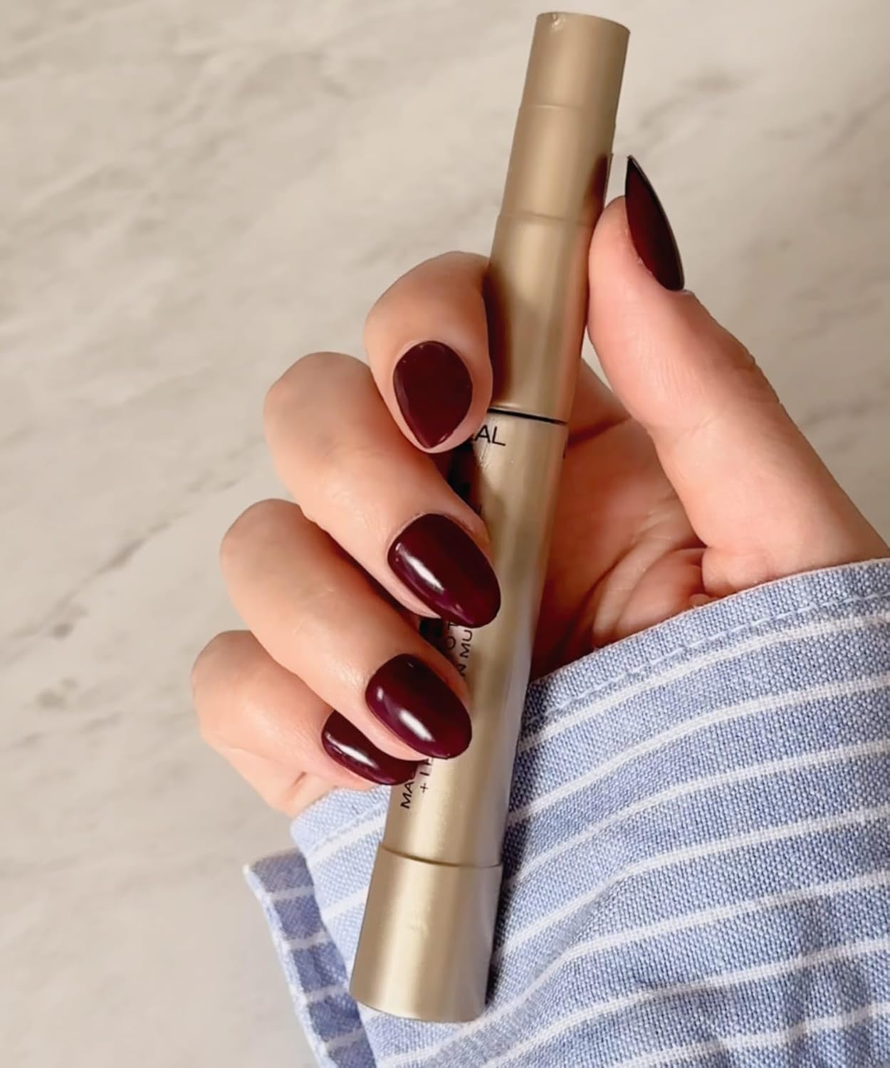 NKA Press-On Nails Kit, 30 Soft Acrylic Nails in 15 Sizes with Nail Glue, Sticky Tabs, Prep Tools & Reusable Case &ndash; Long-Lasting, Salon Look, Short Oval Plum