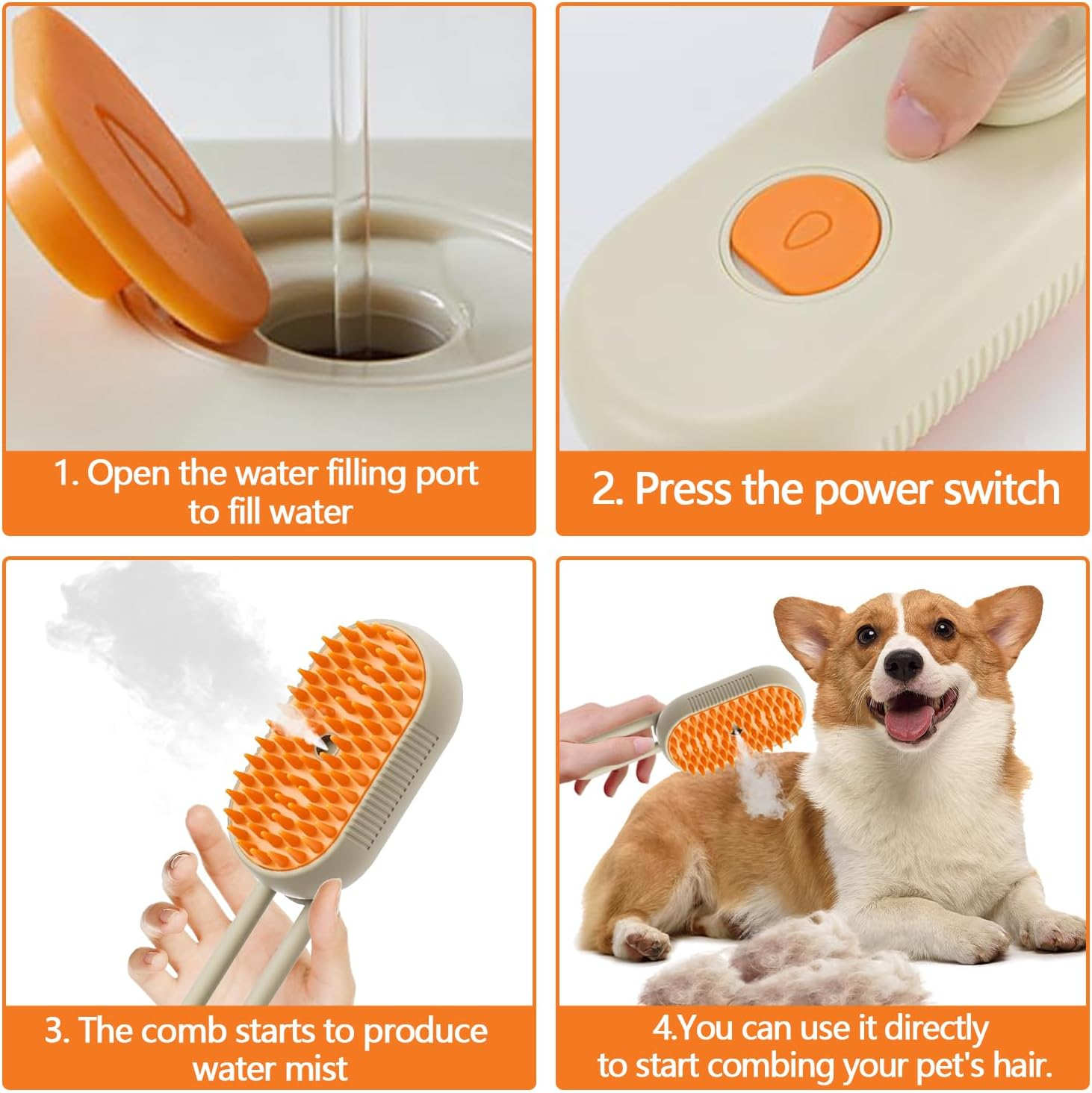 3-In-1 Cat Steamy Brush, Cat Spray Massage Comb, Steam Cat Cleaning Brush, 3-In-1 Steam Brush for Cats, Cat Steam Brush for Hair Cleaner, Eliminate Flying Hair (B) image number 2