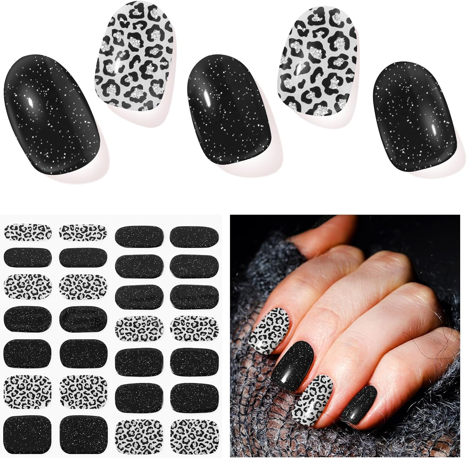 DUKASOU Semi Cured Gel Nail Strips, Green Jade | 28 Pcs Chinese Style Gel Nail Strips Work with Any UV Lamp, Salon Quality New Chinese Nail Stickers, Include Prep Pads, Nail File&Wood Stick