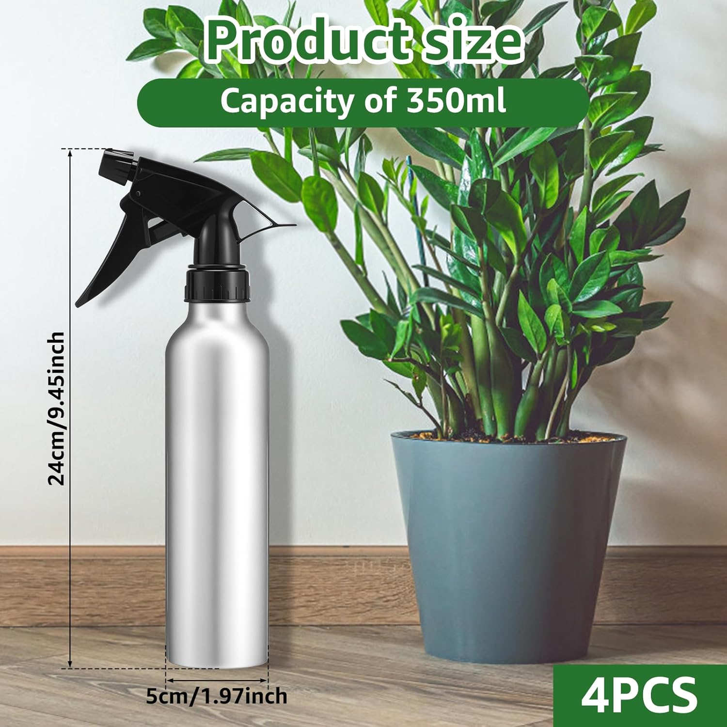 Djapwpx-4Pcs 350Ml Empty Spray Bottle with Detachable Nozzle, anti Deformation Planting Spray Bottle, Multipurpose Space Saving Hair Spray Bottle for Home Salon Restaurant image number 3