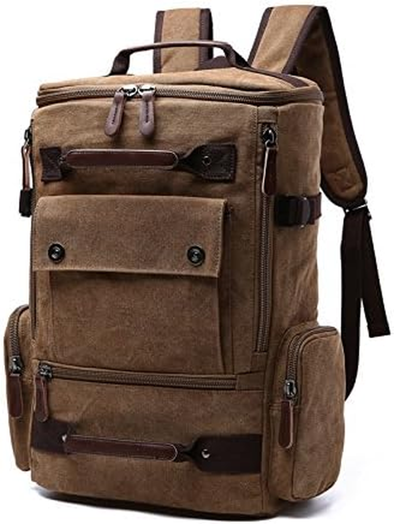 Jahomieo Vintage Canvas Backpack Casual Travel Rucksack 16Inch Laptop Daypacks Hiking Camping Backpack