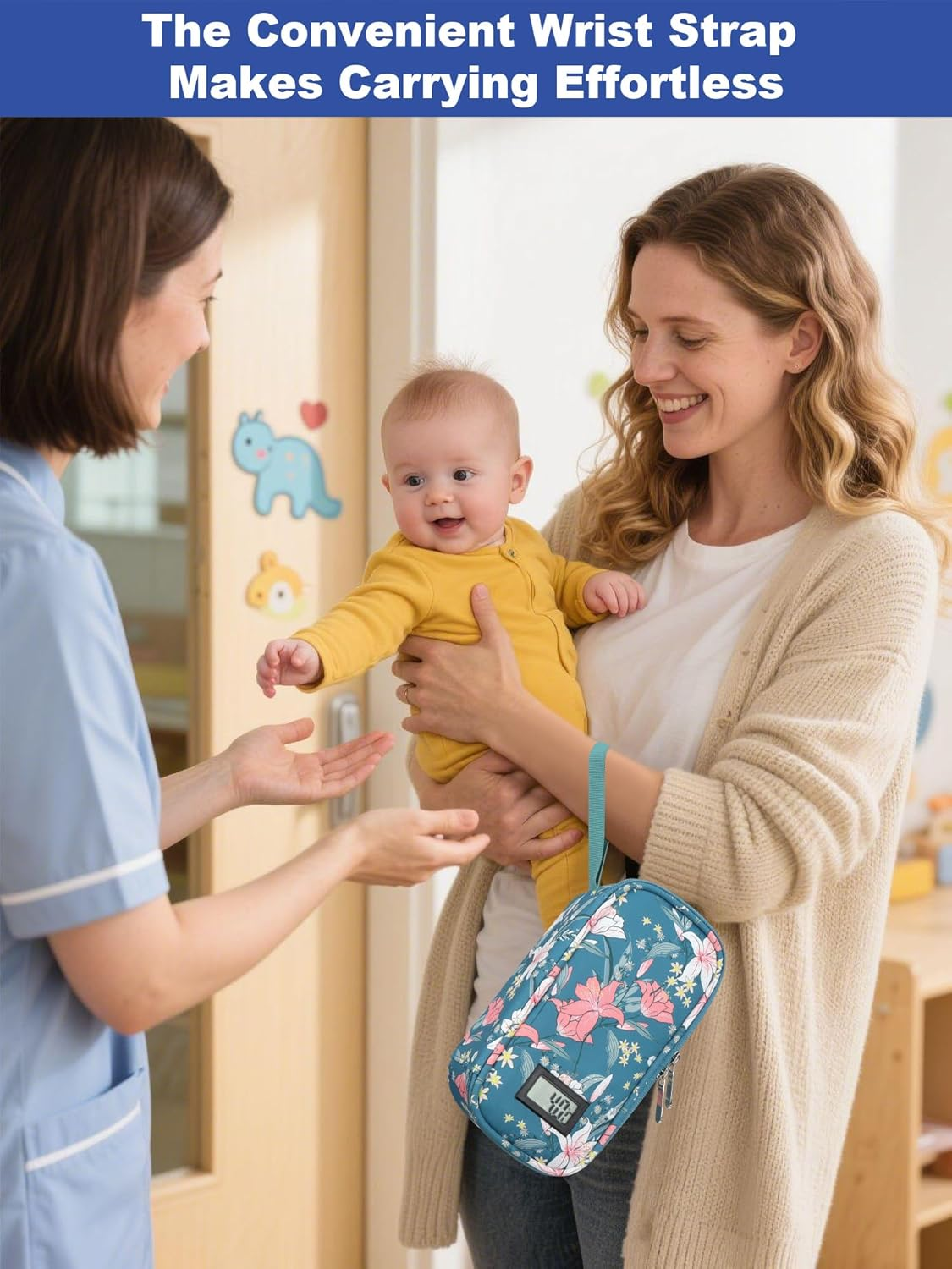 YOUSHARES Breastmilk Cooler Case - Breast Milk Cooler Travel Bag, Real-Time Temperature Display, Holds 4-6 Breastmilk Storage Bag with 2 Breast Milk Ice Pack for Moms on the Go(Lily) image number 1