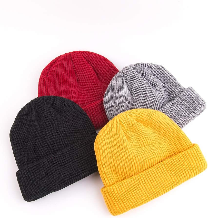 WXJ13 4 Pieces Trawler Beanie Unisex Wool Trawler Beanie Fisherman Beanie for Men Women image number 4