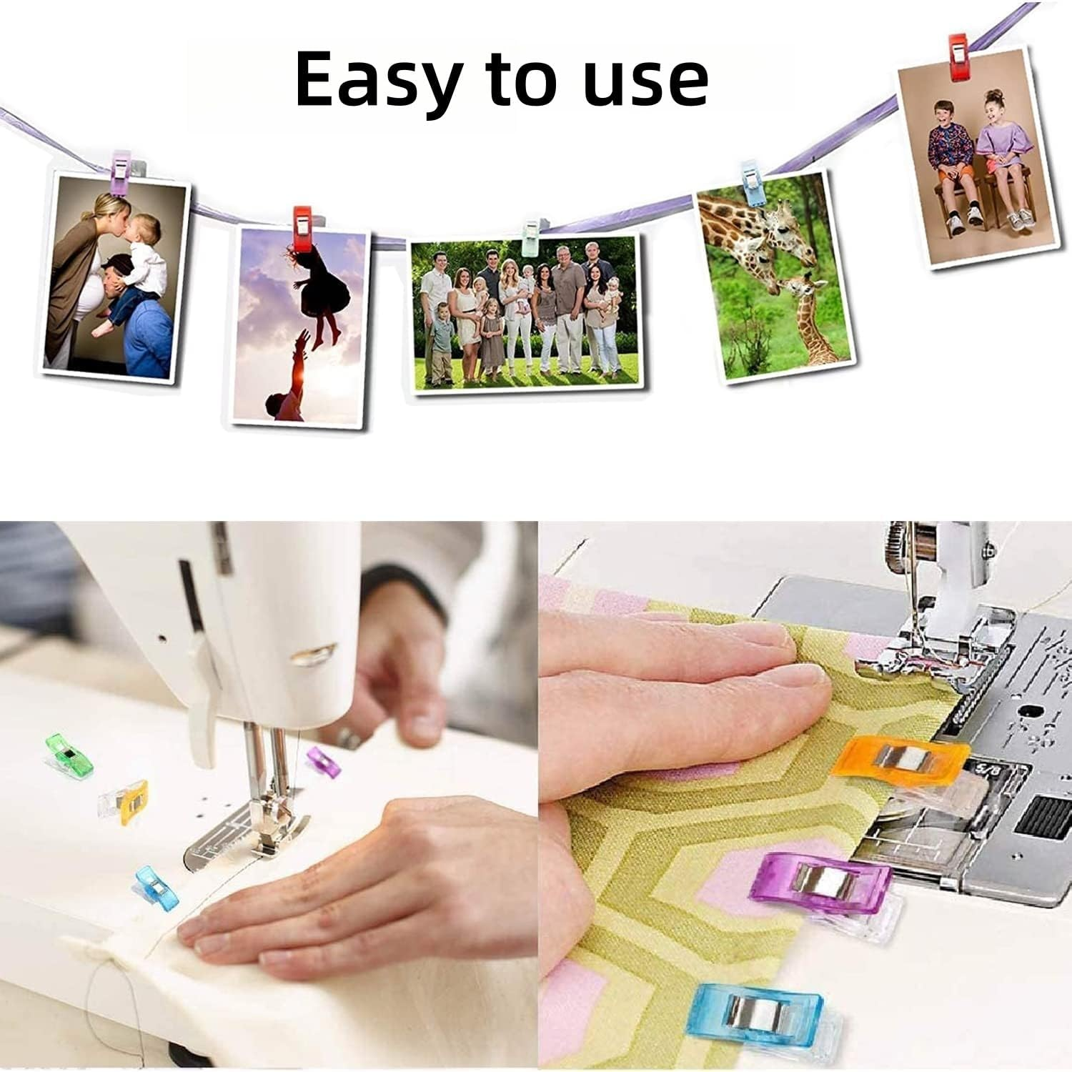 Sewing Clips, 100-Pack Multipurpose Fabric Clips, Assorted Colours for Crafting image number 3