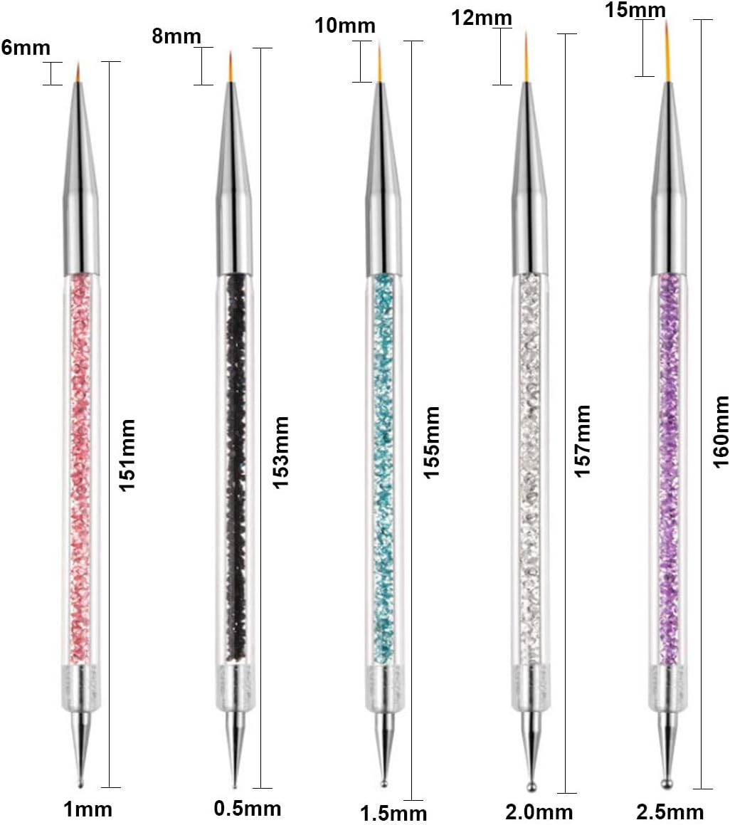 Pack of 5 Nail Point Dotting Pens, Nail Art Liner Brush, Double-Ended Nail Art Design Pens, Nail Dotting Pen, Acrylic Nail Art Drawing Painting Dotting Pen for DIY Nail Art Design image number 4