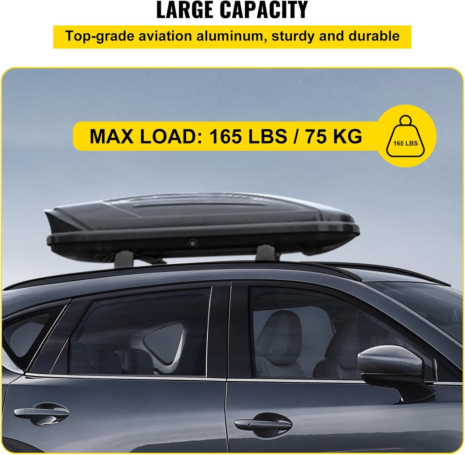 VEVOR Roof Rack Rail Cross Bar for CX-5 CX5 2017-2019, 165 LBS Capacity Aluminum Roof Rails Crossbars Replacement, Heavy Duty Cross Bars Cargo Carrier, Black